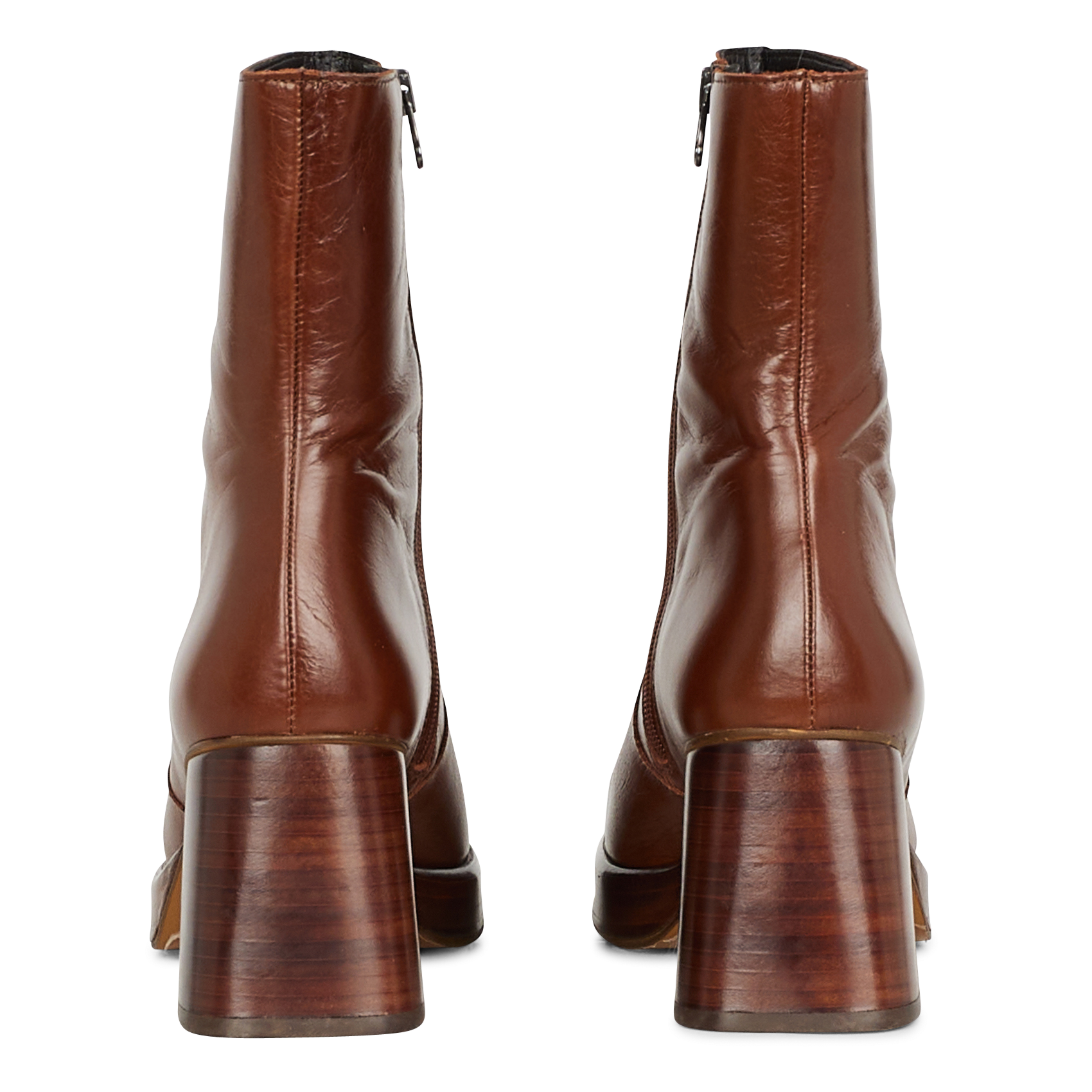 Heeled leather mid-calf boots JONAK Brown