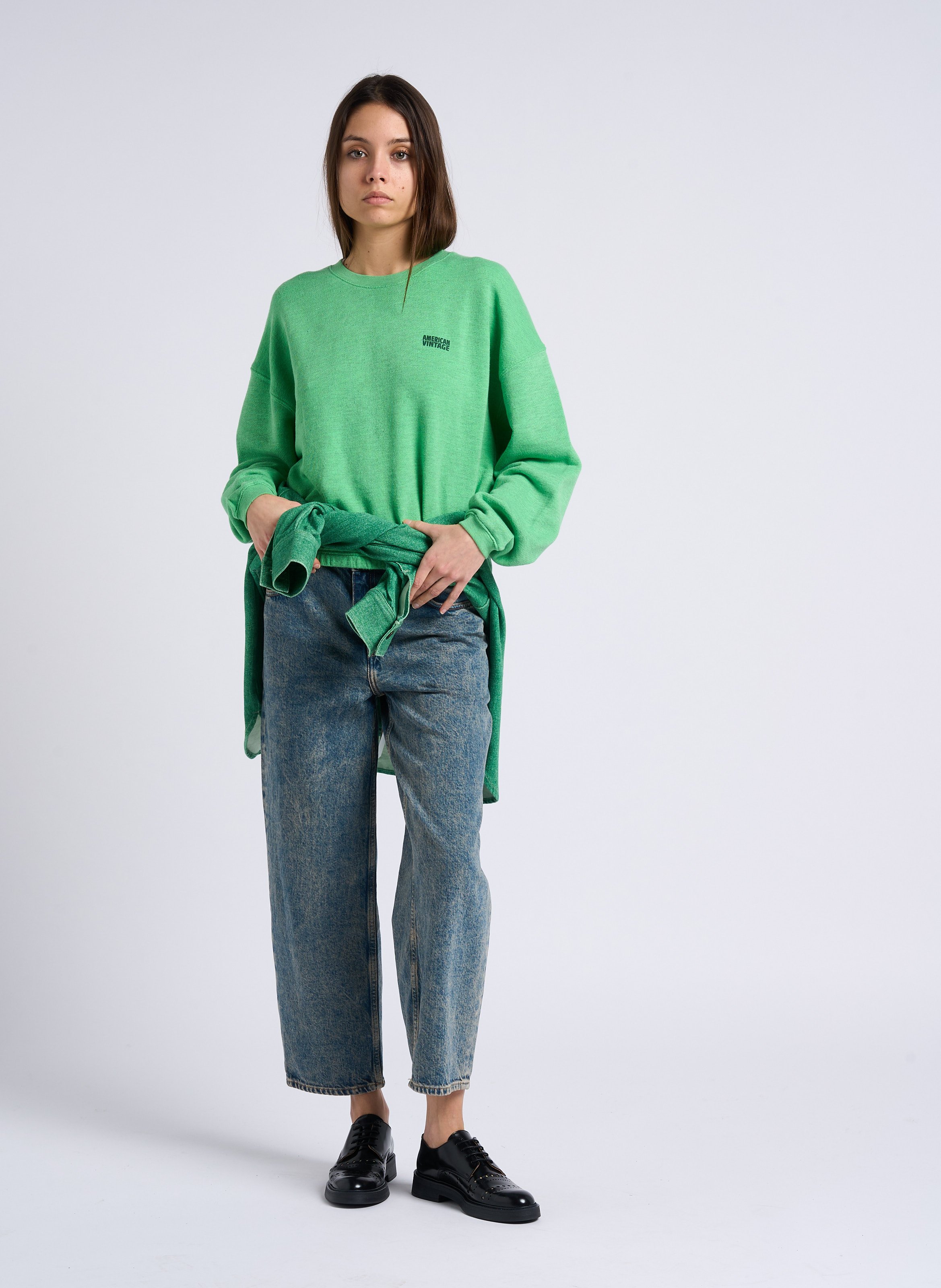 Mom-Jeans aus verwaschenem Denim AMERICAN VINTAGE Blau