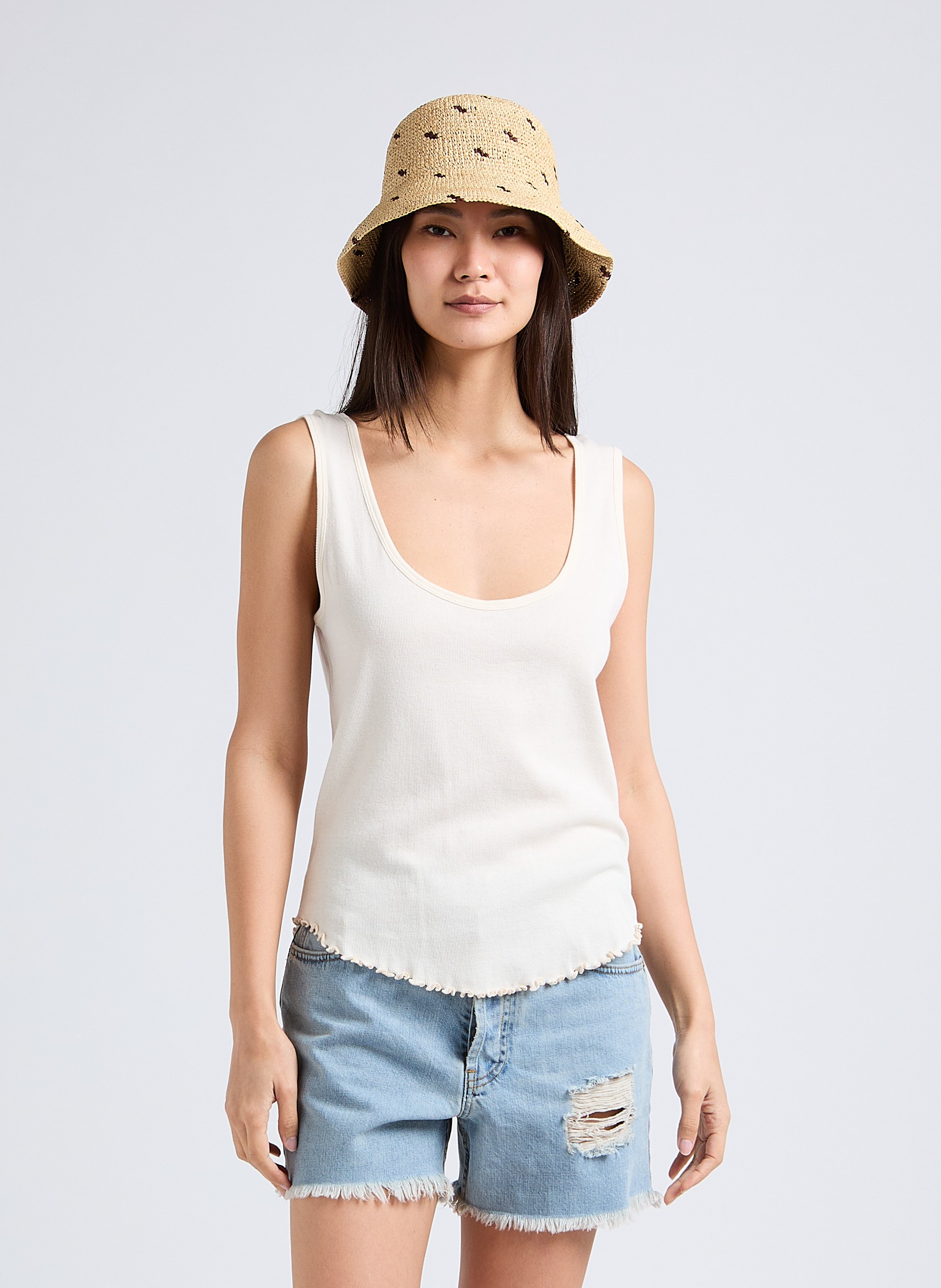 Gerade geschnittenes Baumwoll-Tanktop THE NEW SOCIETY Weiss