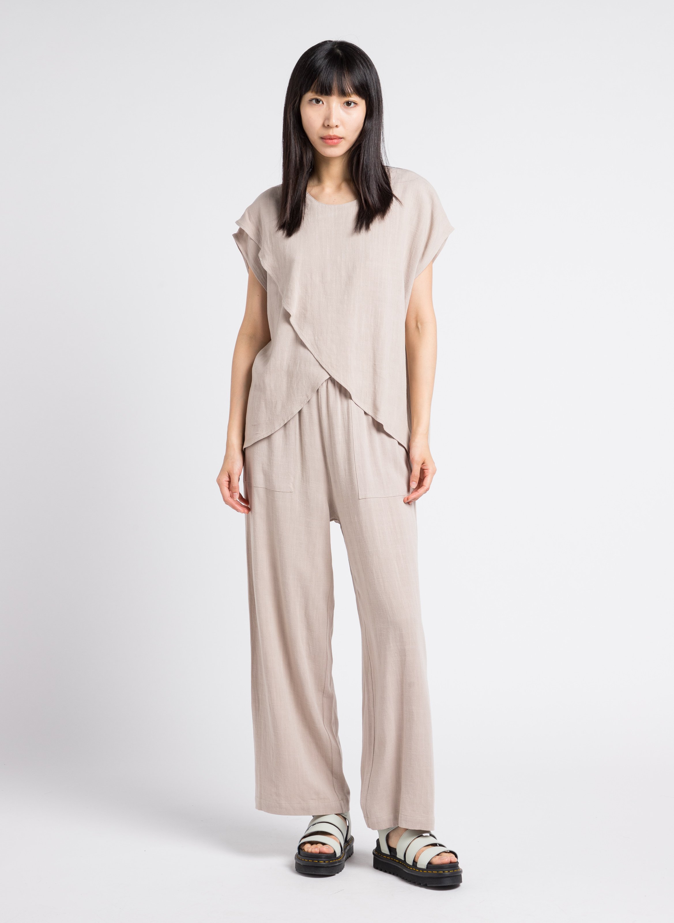 Top ample à encolure ronde uni RITA ROW Beige