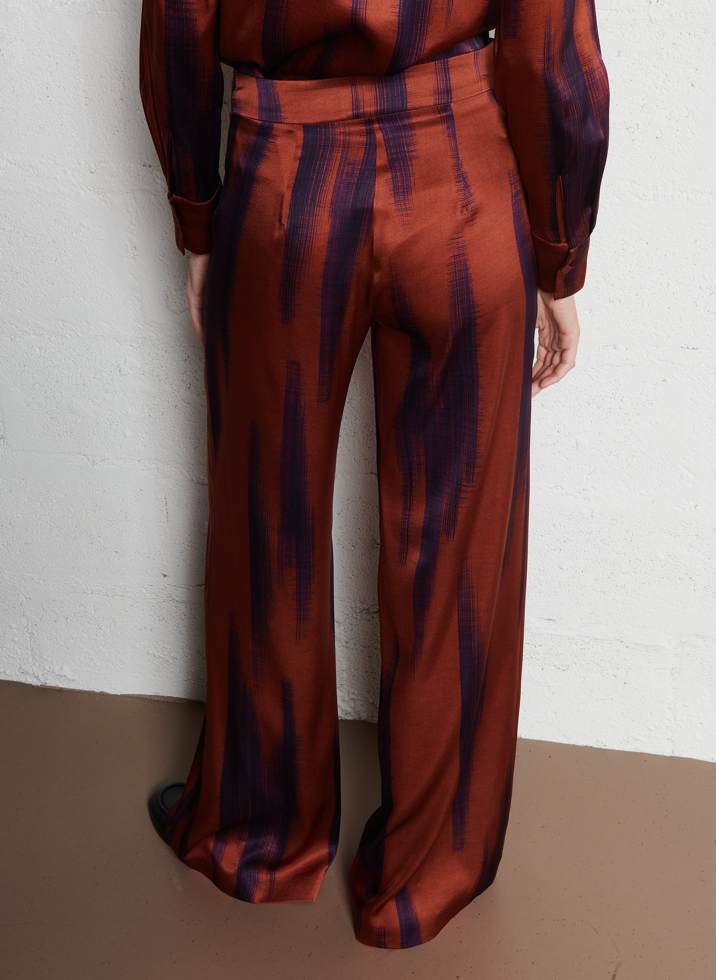 Pantalon large en soie MOMONI Orange