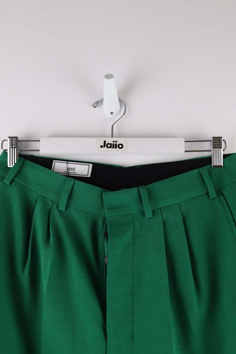 Bandol straight woollen trousers AMI PARIS - Seconde Main Green