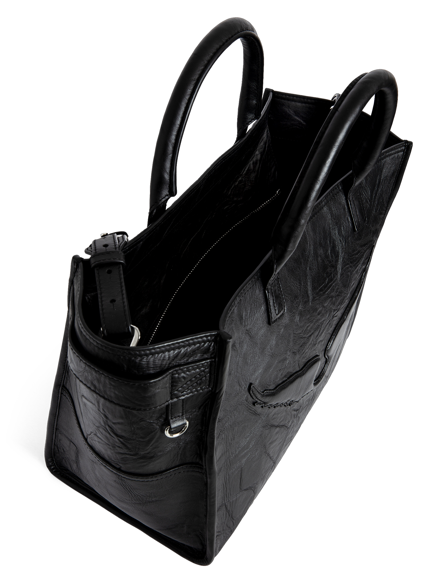 Shopper tas van gekreukt leer ZADIG&VOLTAIRE Zwart