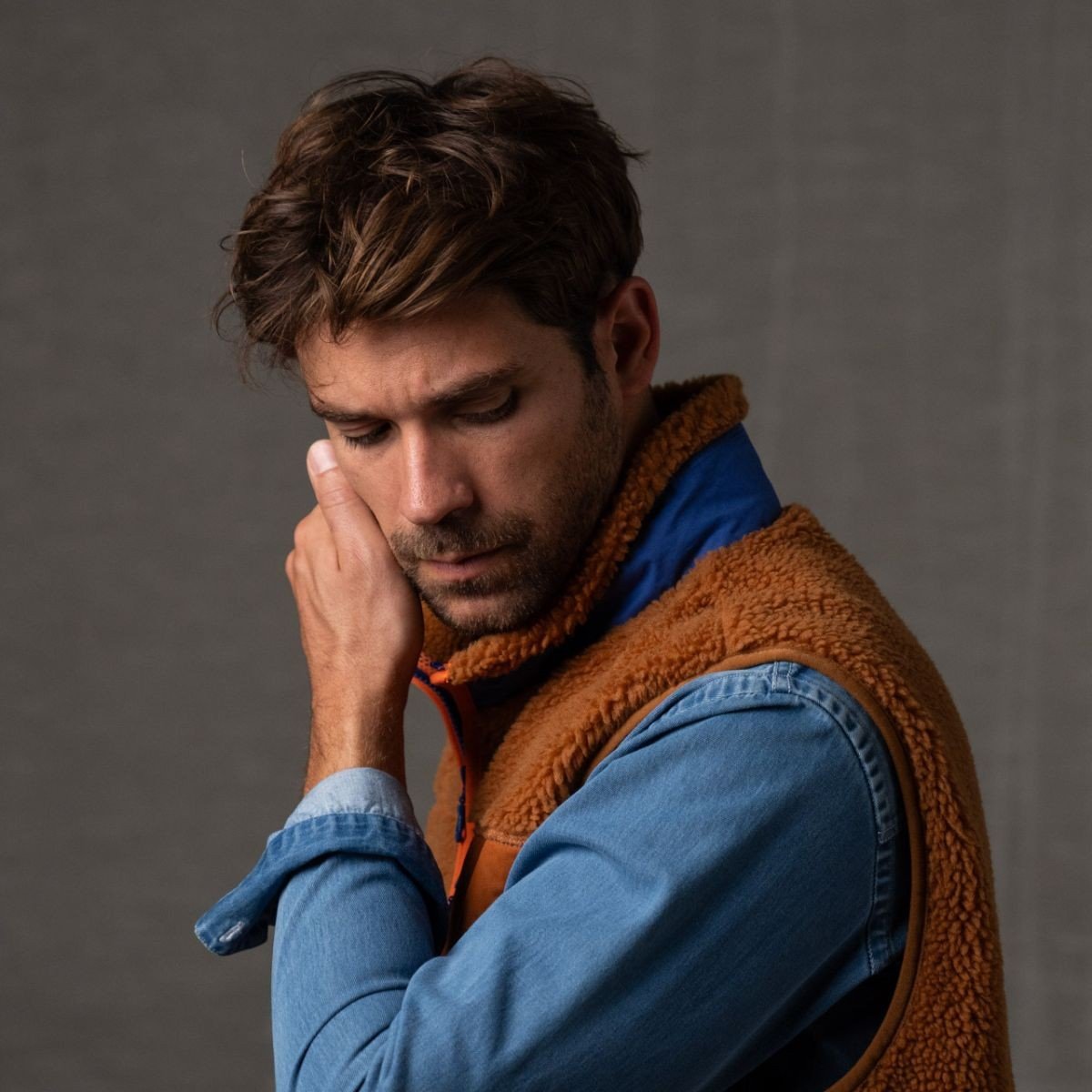 Sleeveless Sherpa Zip-Up Vest BILLYBELT Brown