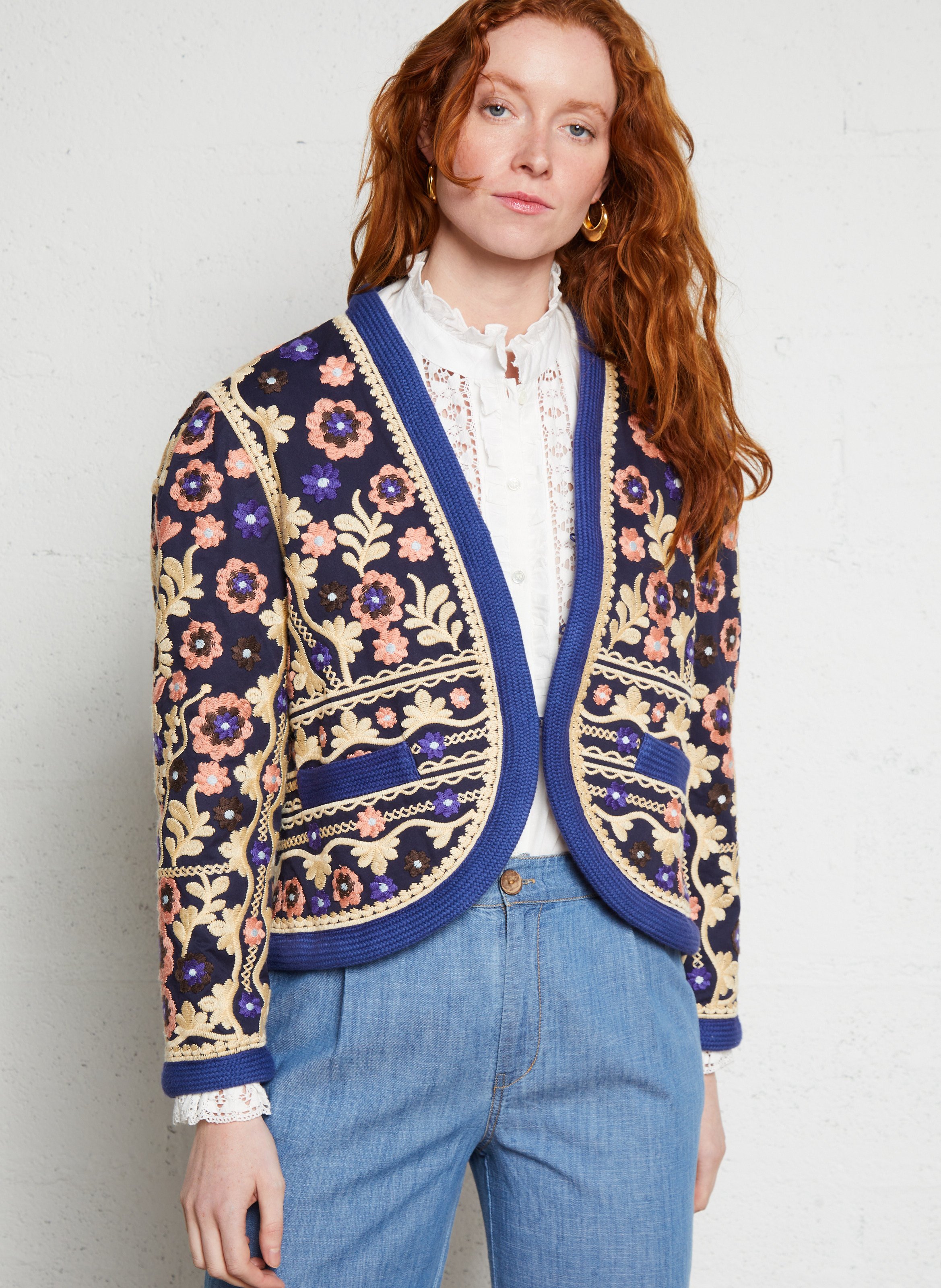 Round-neck cotton cardigan ANTIK BATIK Blue
