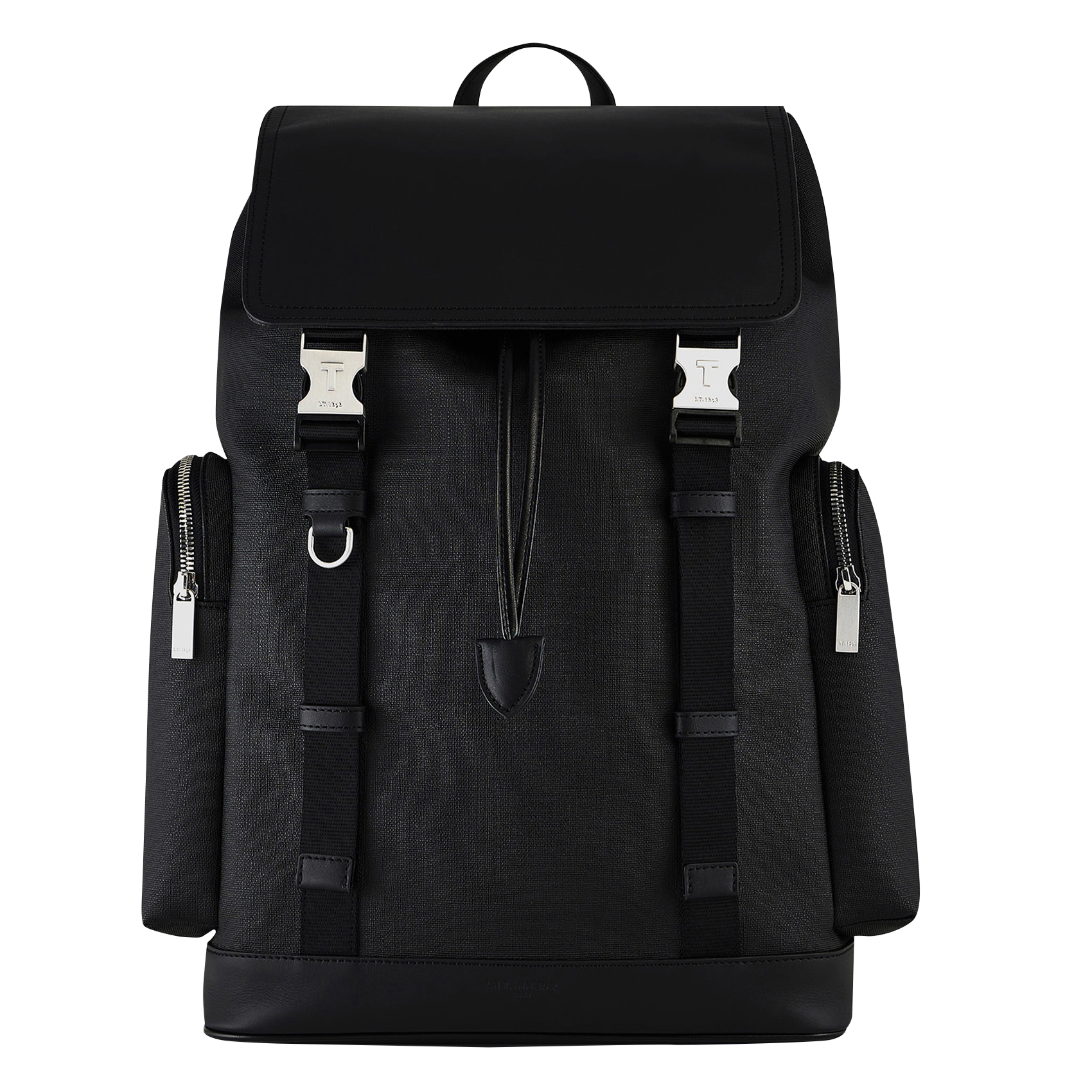 Rugzak met dubbel materiaal en klep LE TANNEUR Zwart