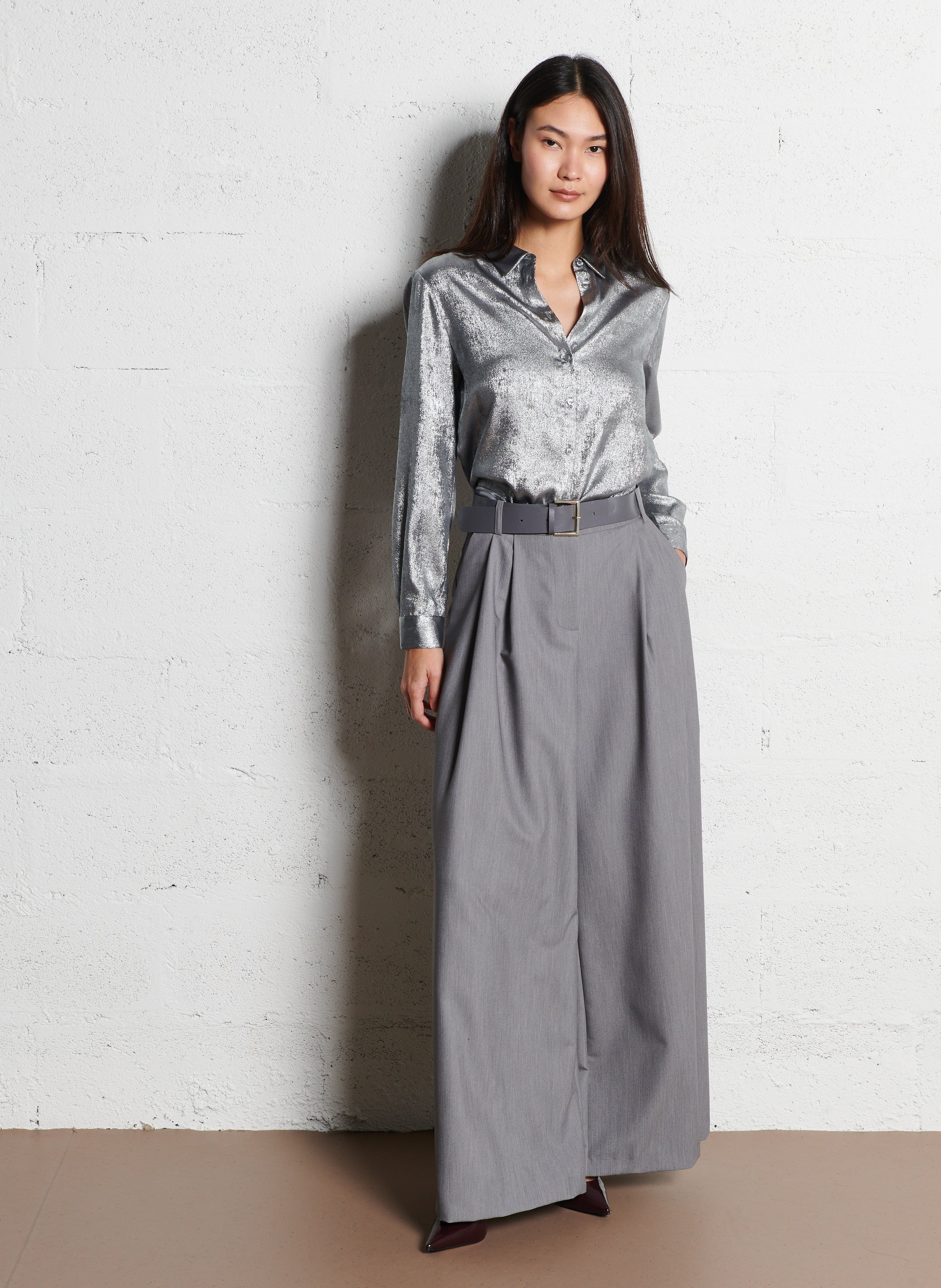 Palazzo pants with belt IMPERIAL Grey