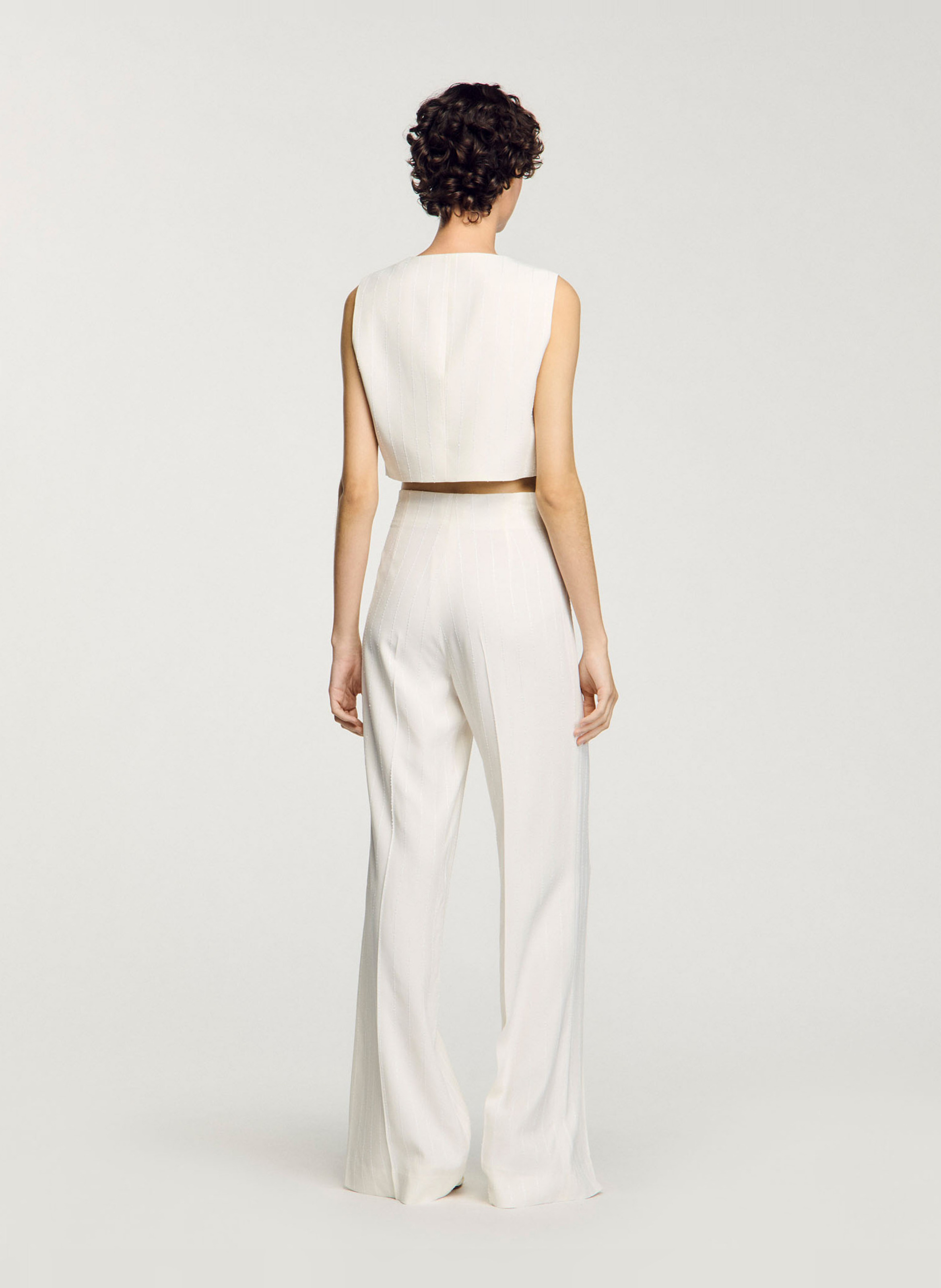 Gestreept colbert met pailletten SANDRO Wit