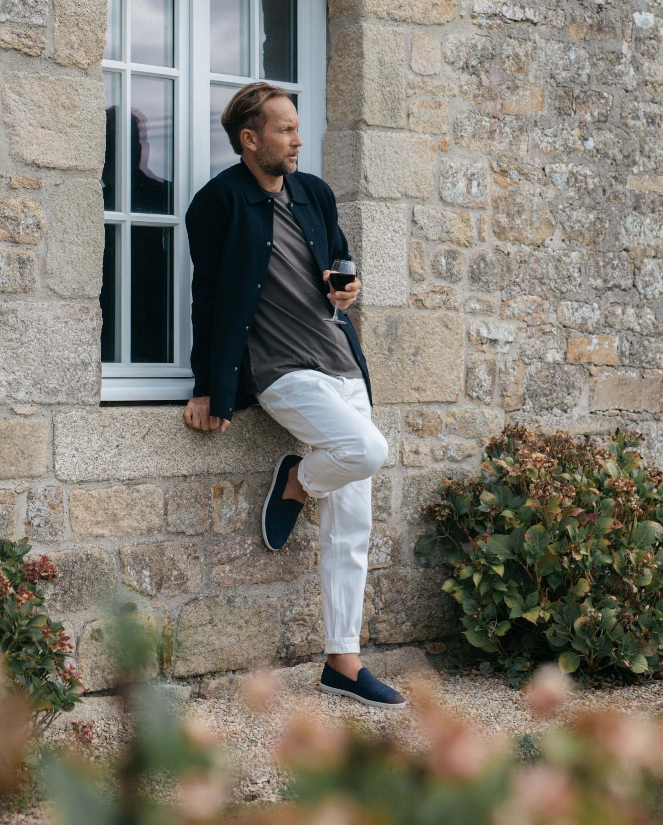 Men's wool slipper, navy blue ANGARDE Blue