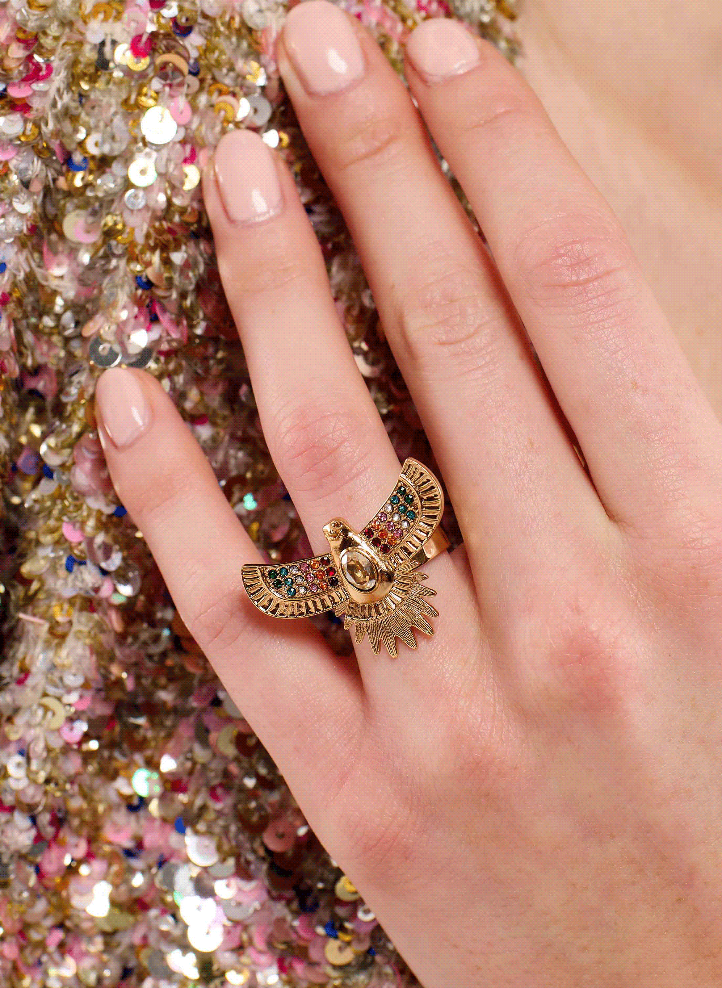 Adjustable ring with rhinestones HIPANEMA Multicolored