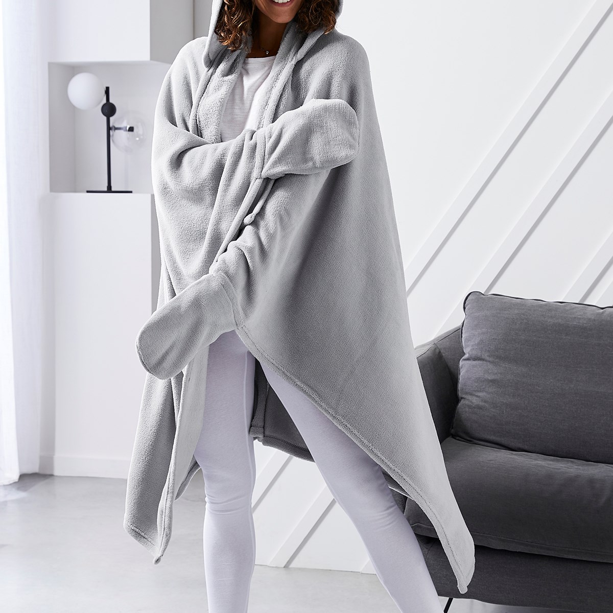 Plain hooded throw TODAY LINGE DE MAISON Grey