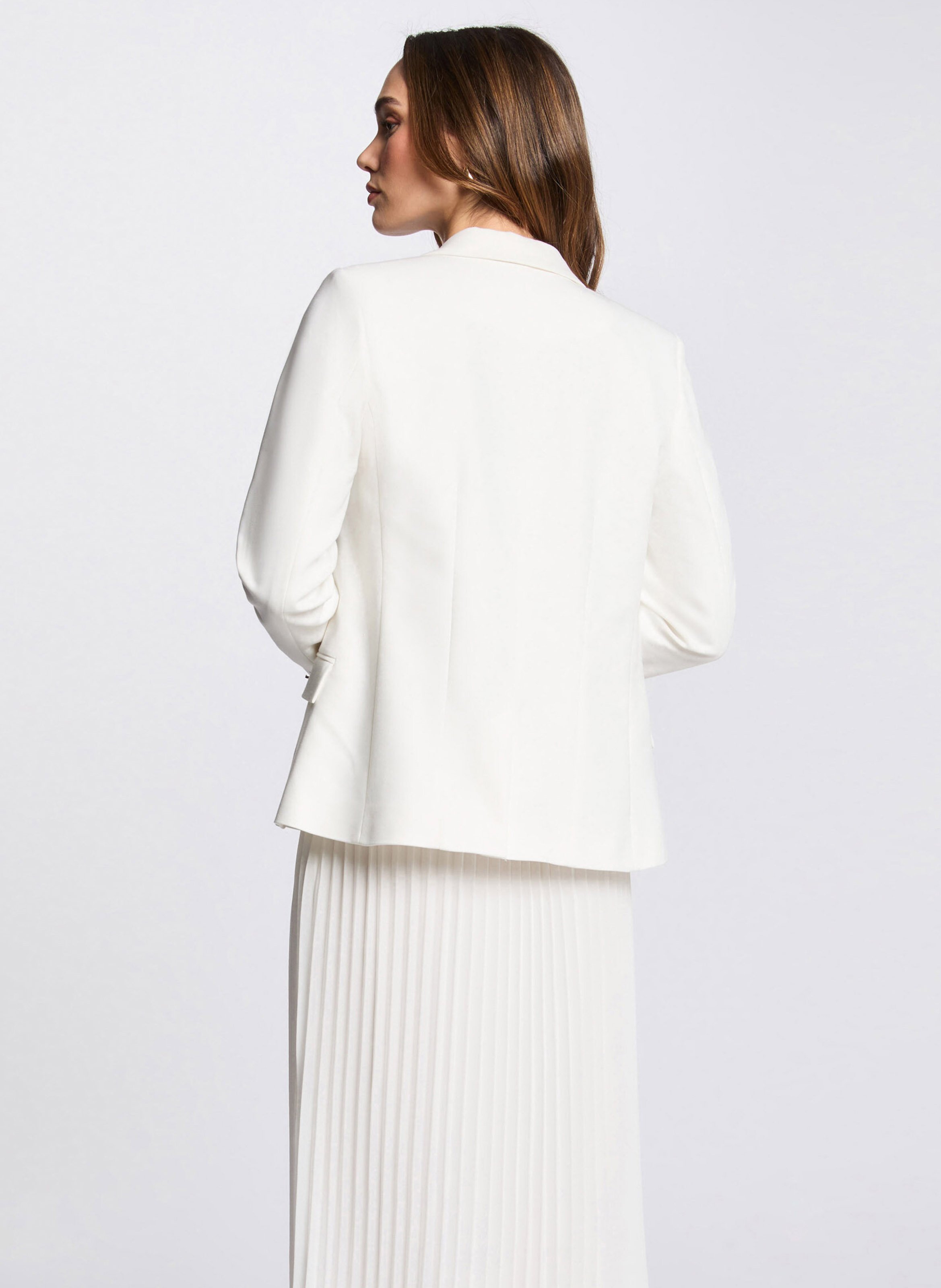 Fitted double-breasted blazer MORGAN White