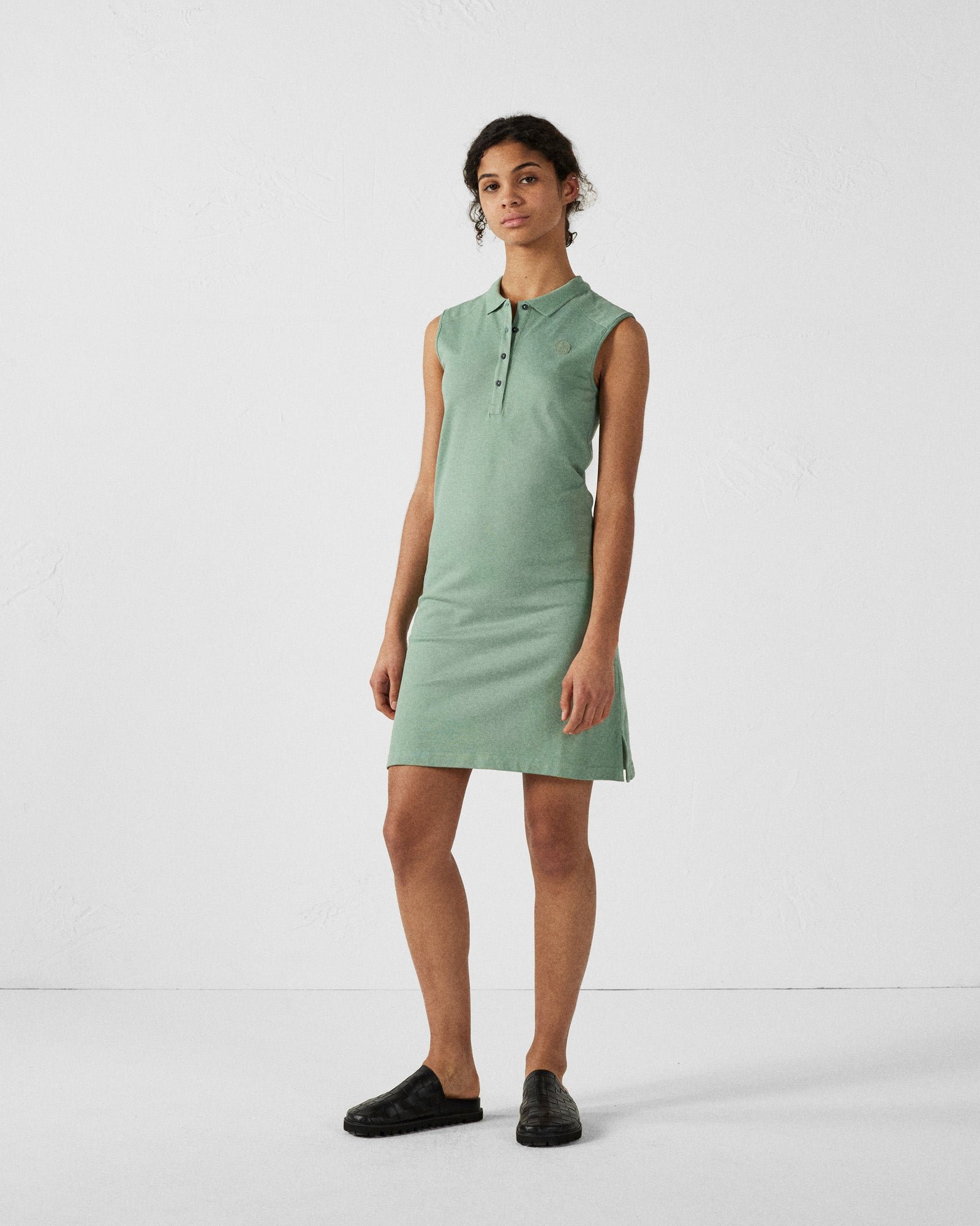 Sleeveless tangerine polo dress JOTT Green