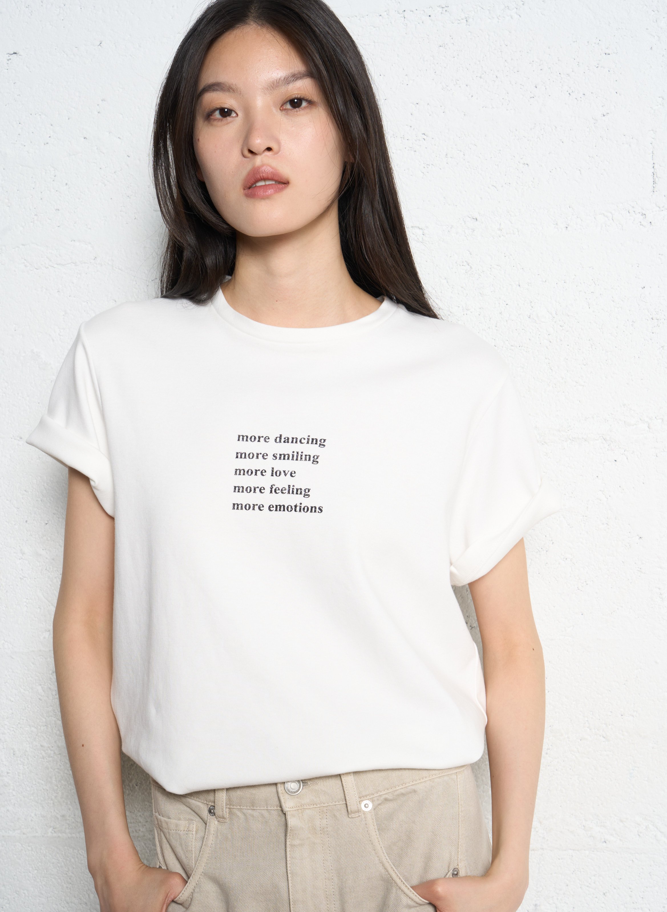 Baumwoll-Pullover mit Rundhalsausschnitt IKKS Weiss