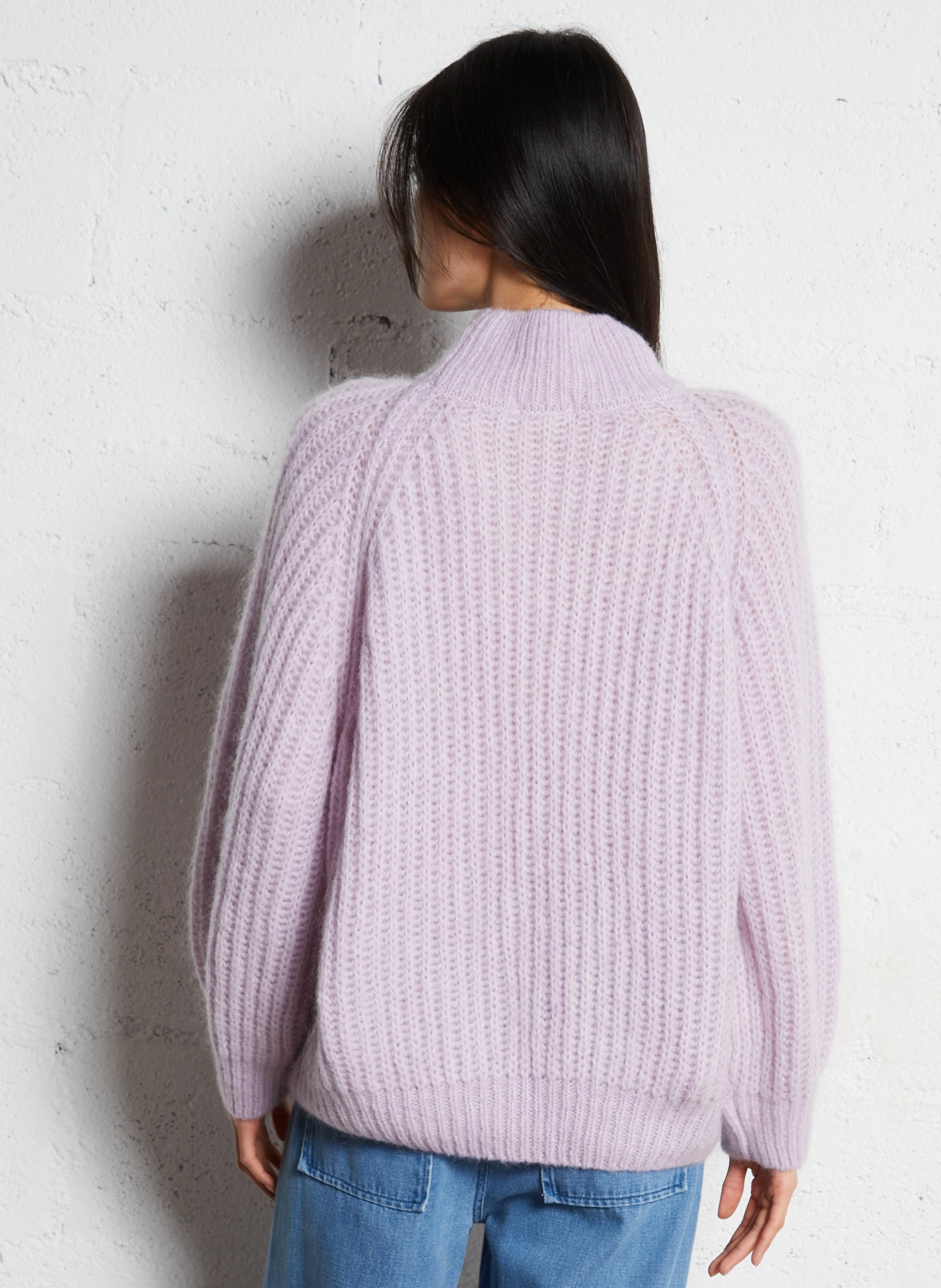 Pull manches longues en maille unie Violet