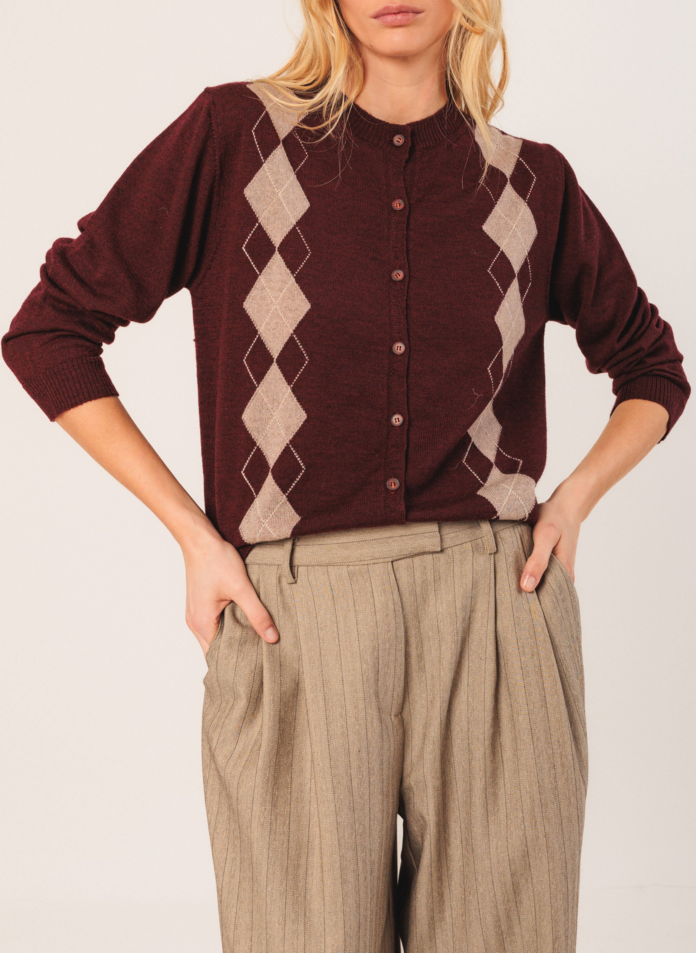 Wool patterned cardigan INDI & COLD Black