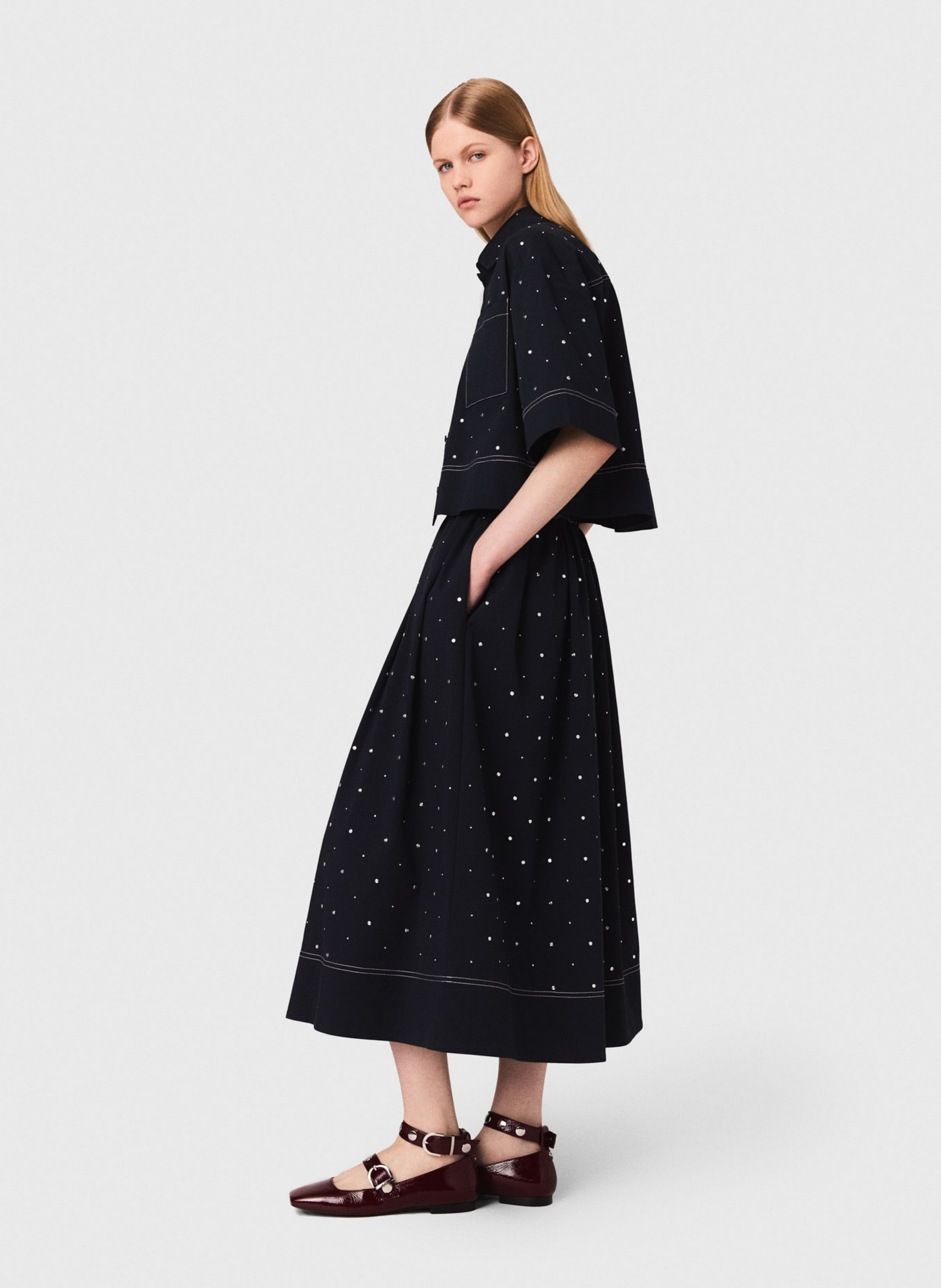 Chemise col classique en coton mélangé MAJE Bleu