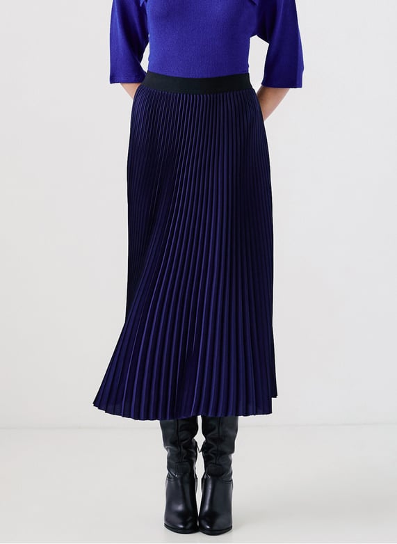 EASTEX Womens Knife Pleated Skirt UK 18 XL W34 Blue Polyester EASTEX Womens Knife Pleated Skirt UK 18 XL W34 Blue Polyester