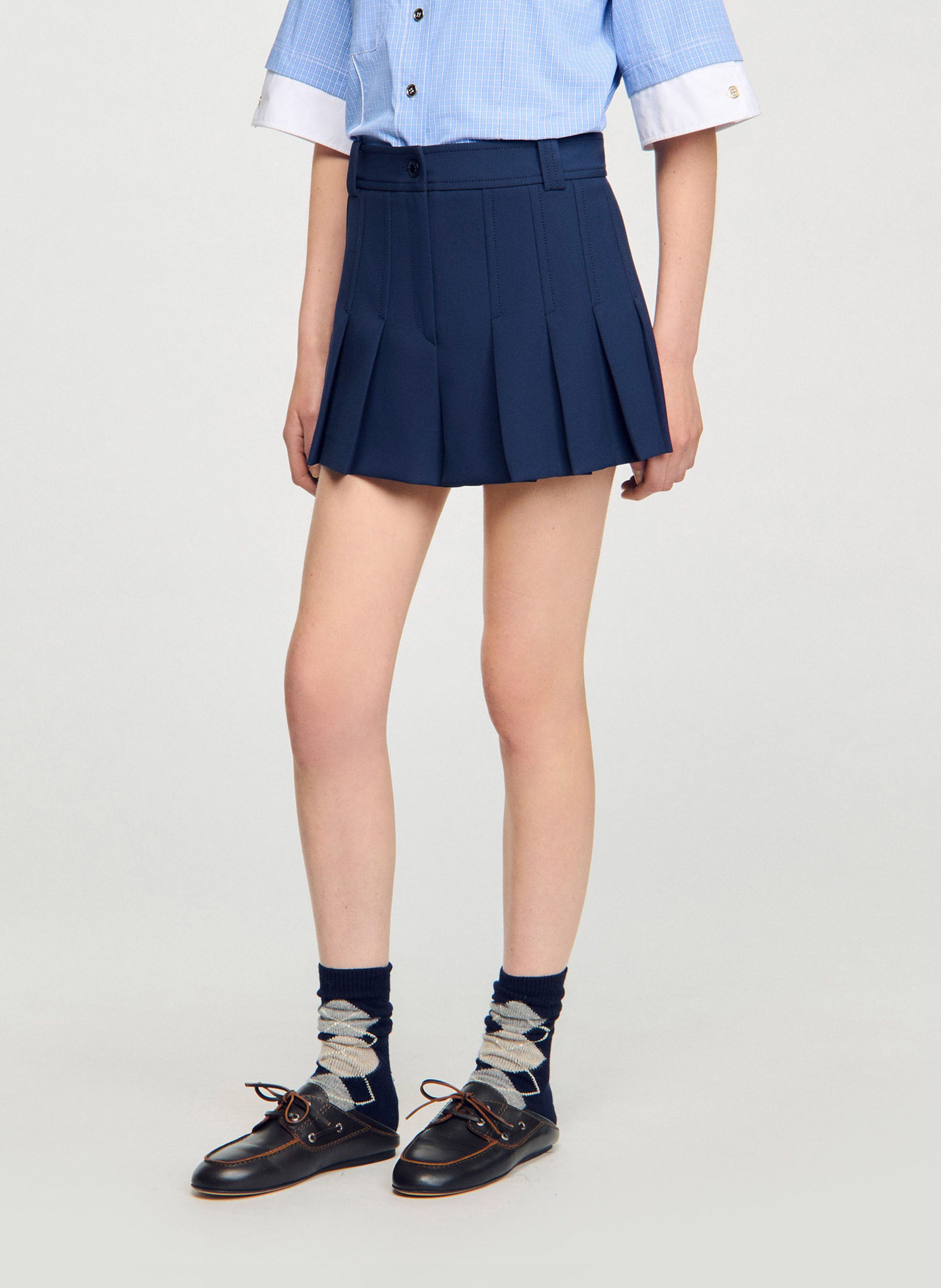 Short court plissé SANDRO Bleu