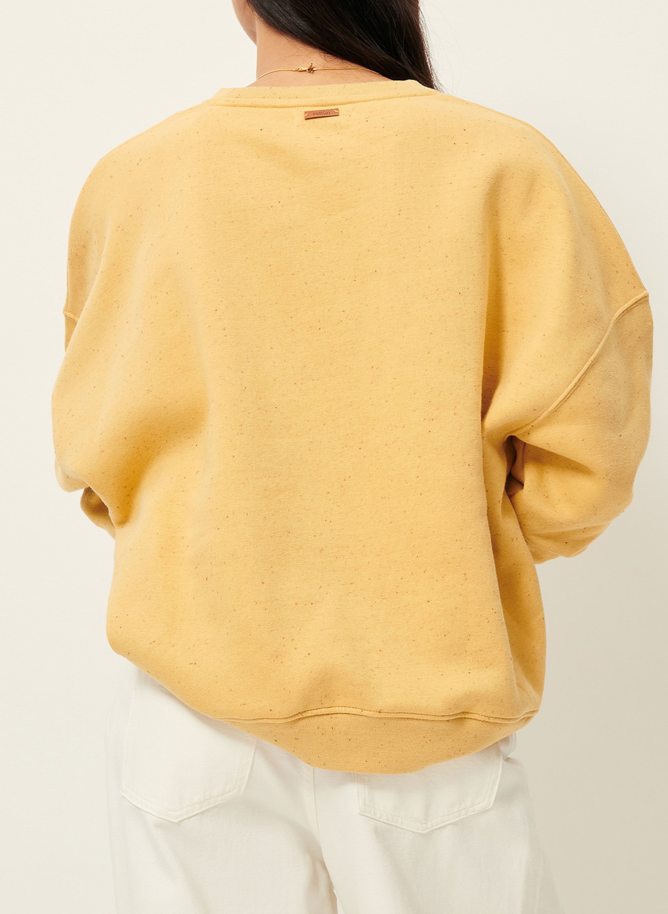 Sweat ample col rond moucheté en coton bio mélangé SESSUN Jaune