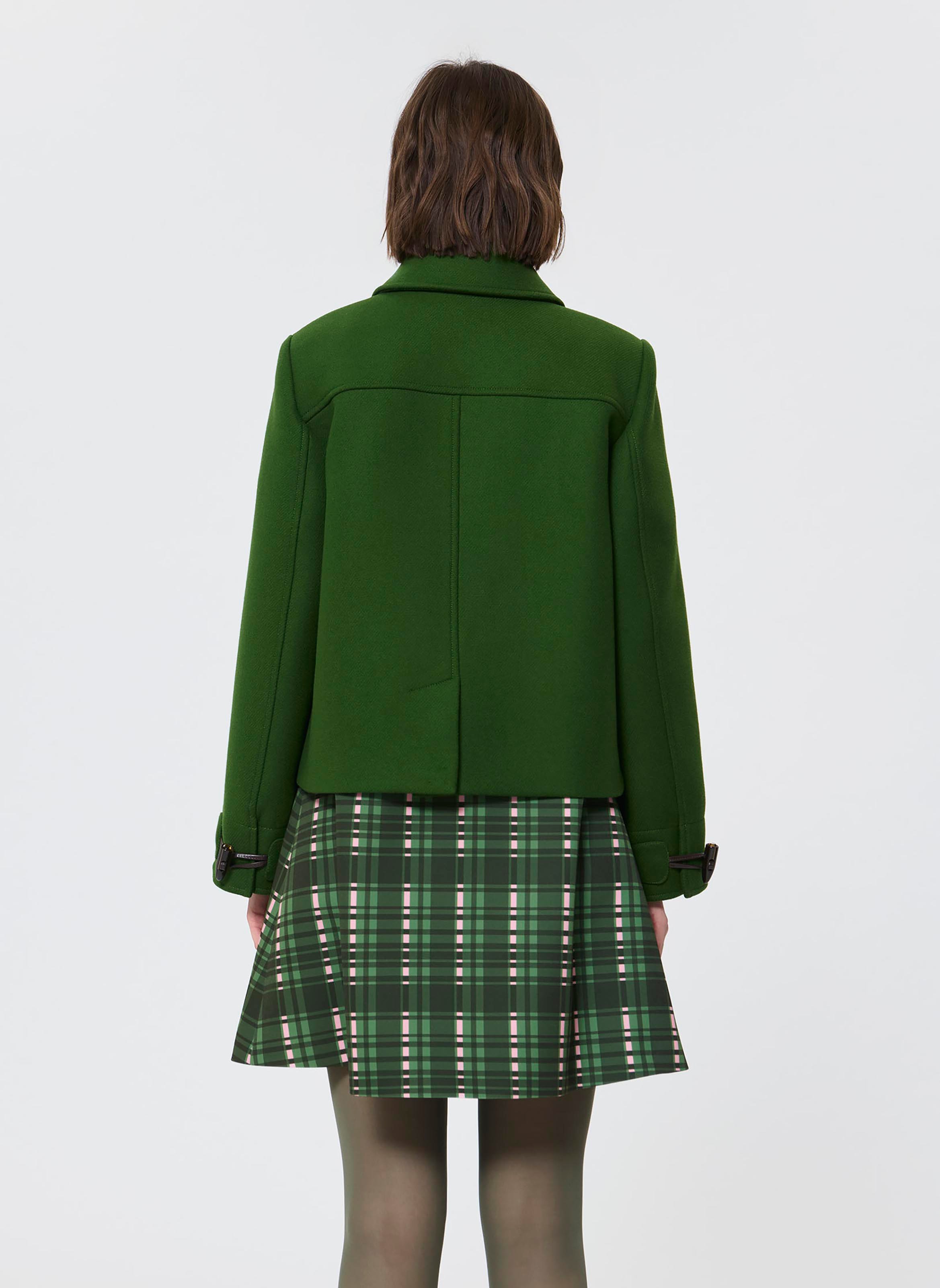 Short solid color wool blend coat TARA JARMON Green
