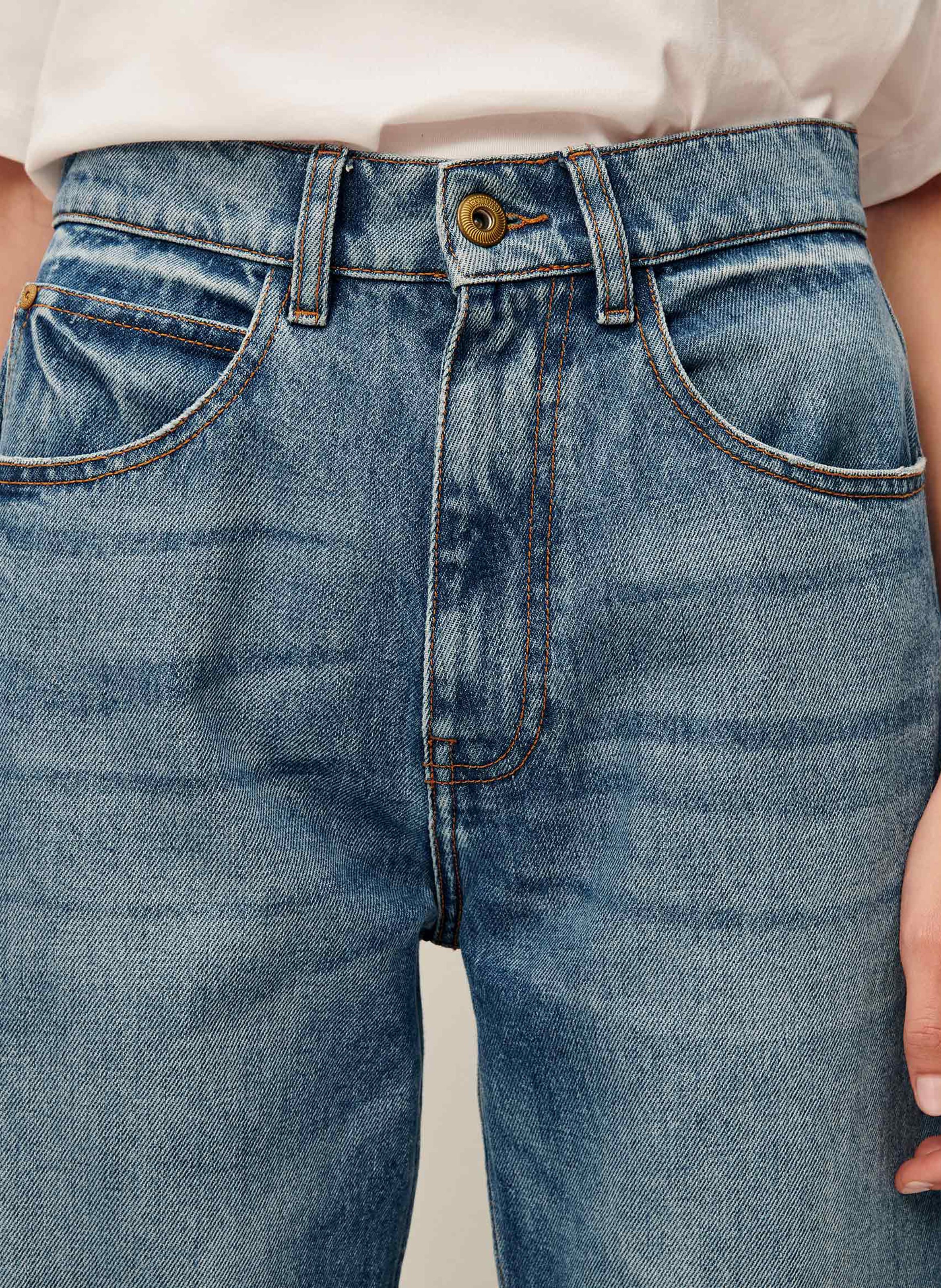 Bootcut stretchjeans met verwassen look   SESSUN Blauw