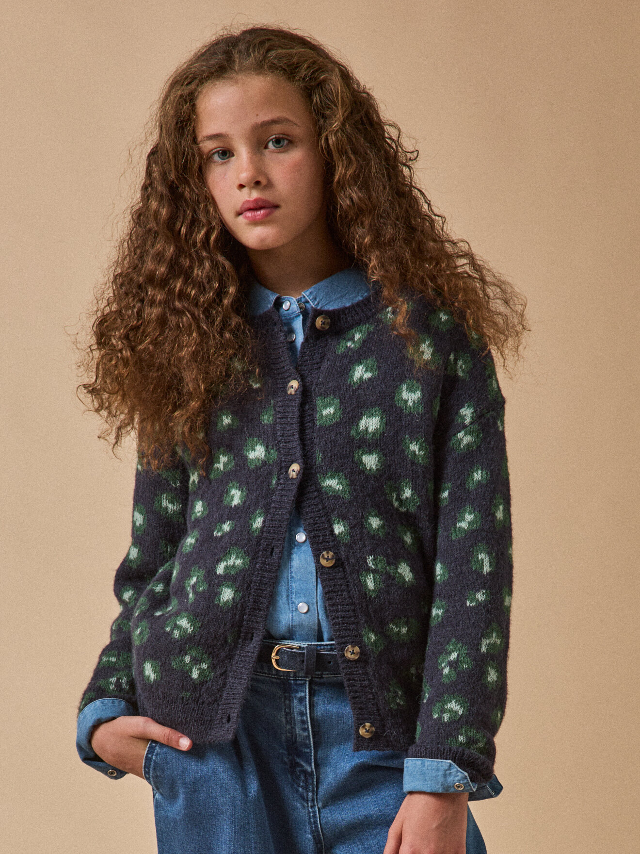 Leopard print cardigan CYRILLUS Blue