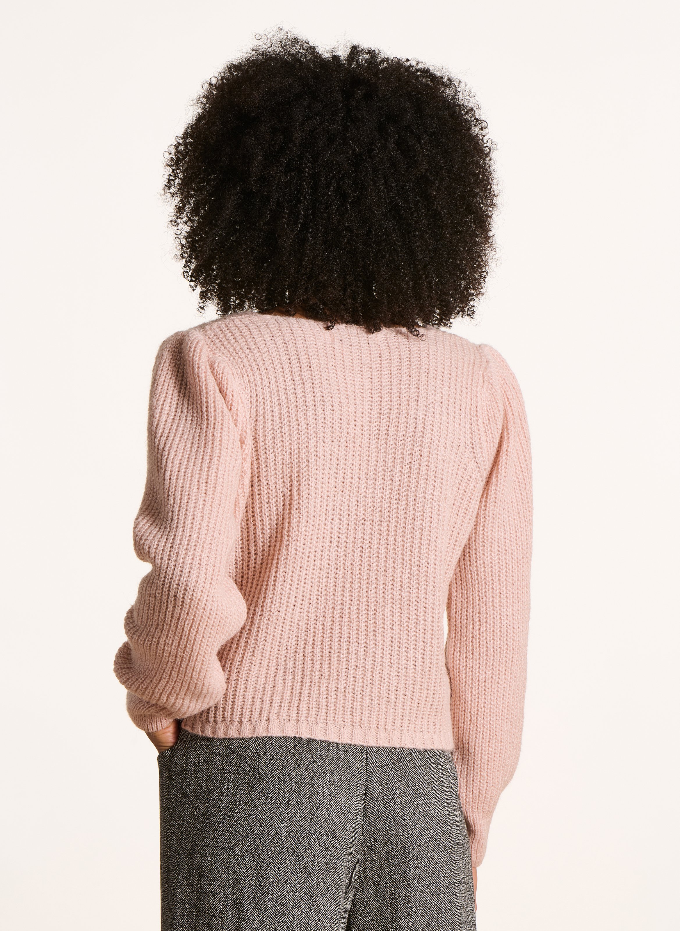 Eng anliegender Pullover mit langen Ärmeln und Schleifen-Detail LA FEE MARABOUTEE Rosa