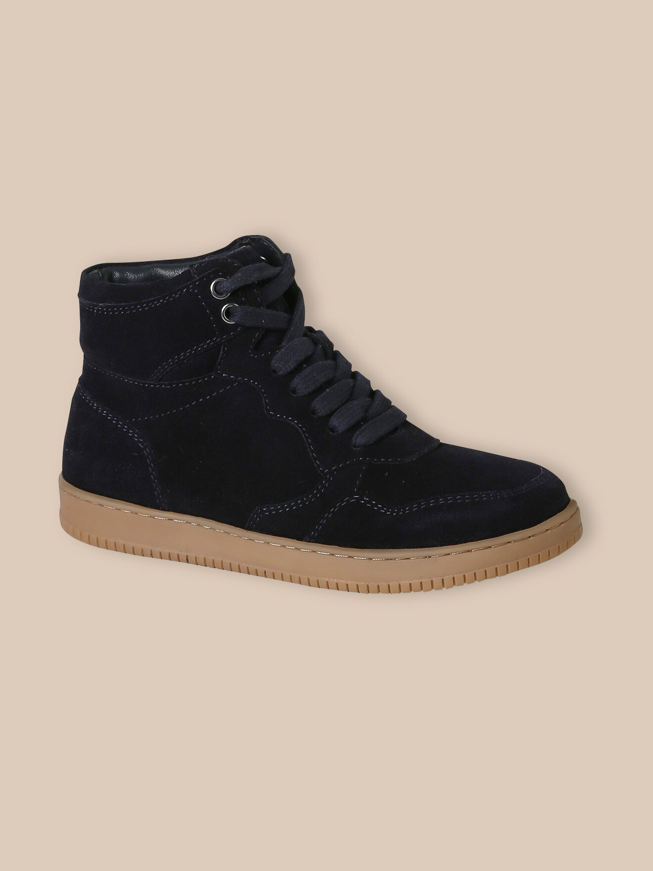 High-top sneakers in suede leather CYRILLUS Blue