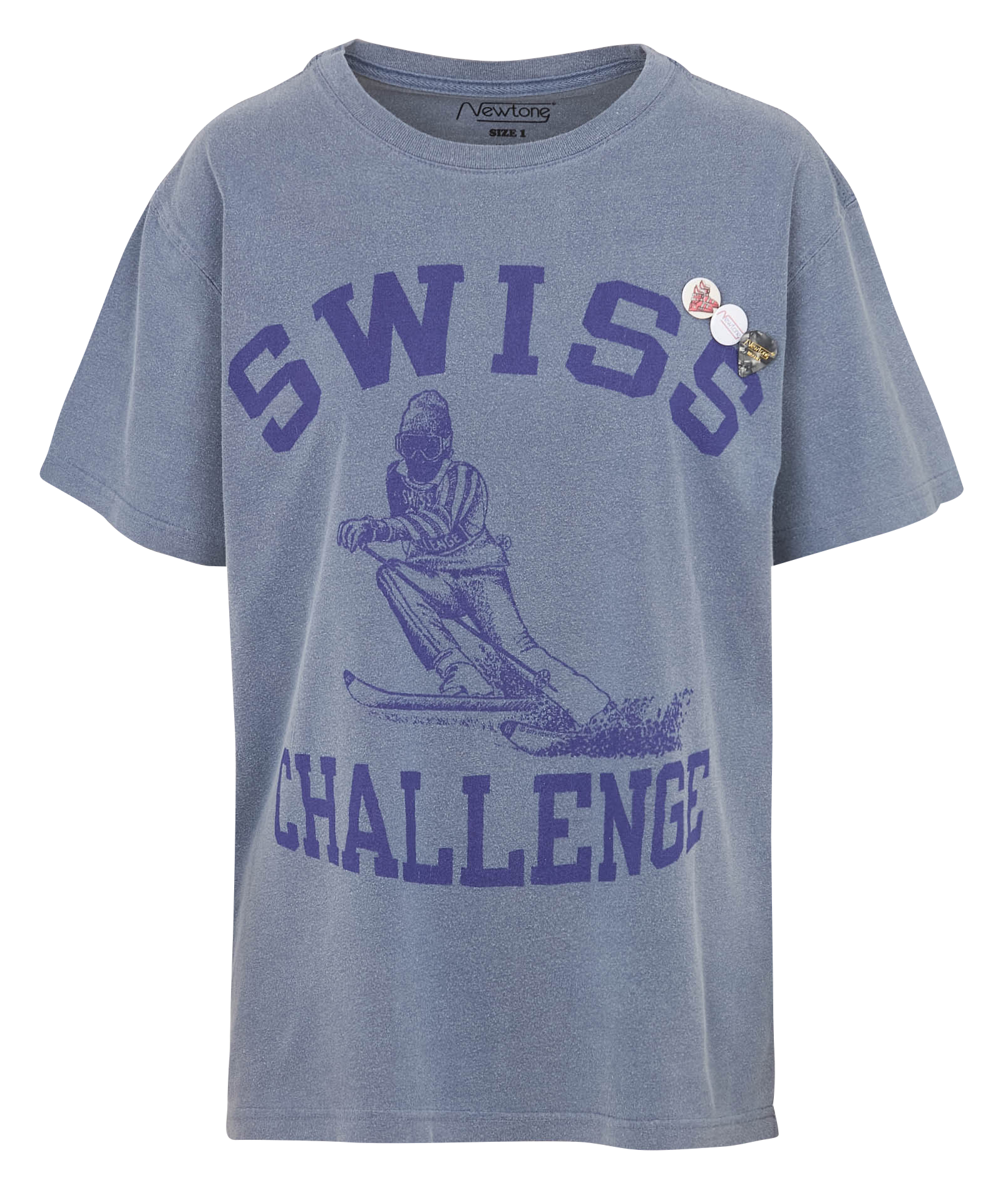 Tee-shirt droit col rond sérigraphié en coton NEWTONE Bleu