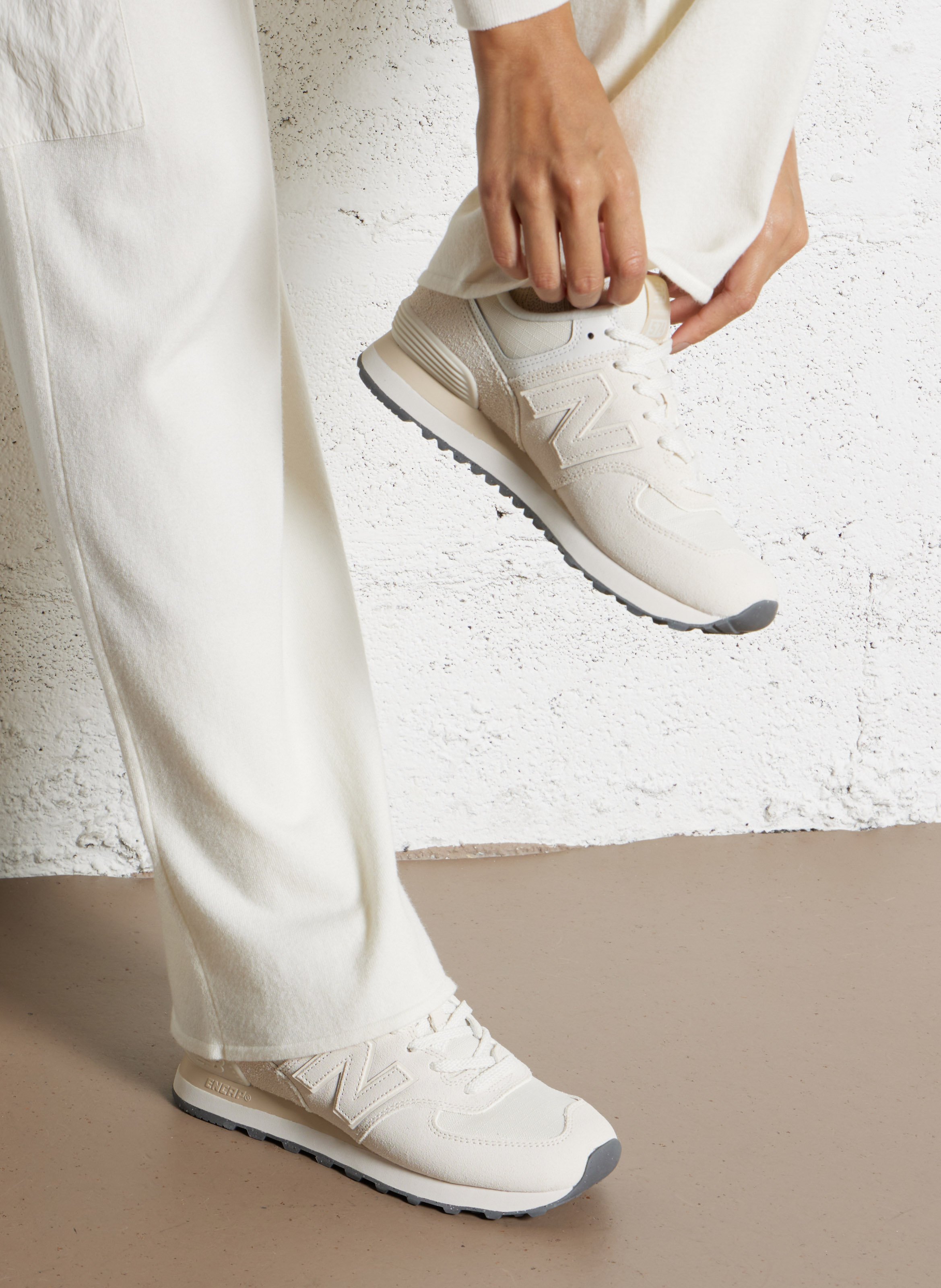 Low-top leather mix sneakers NEW BALANCE White