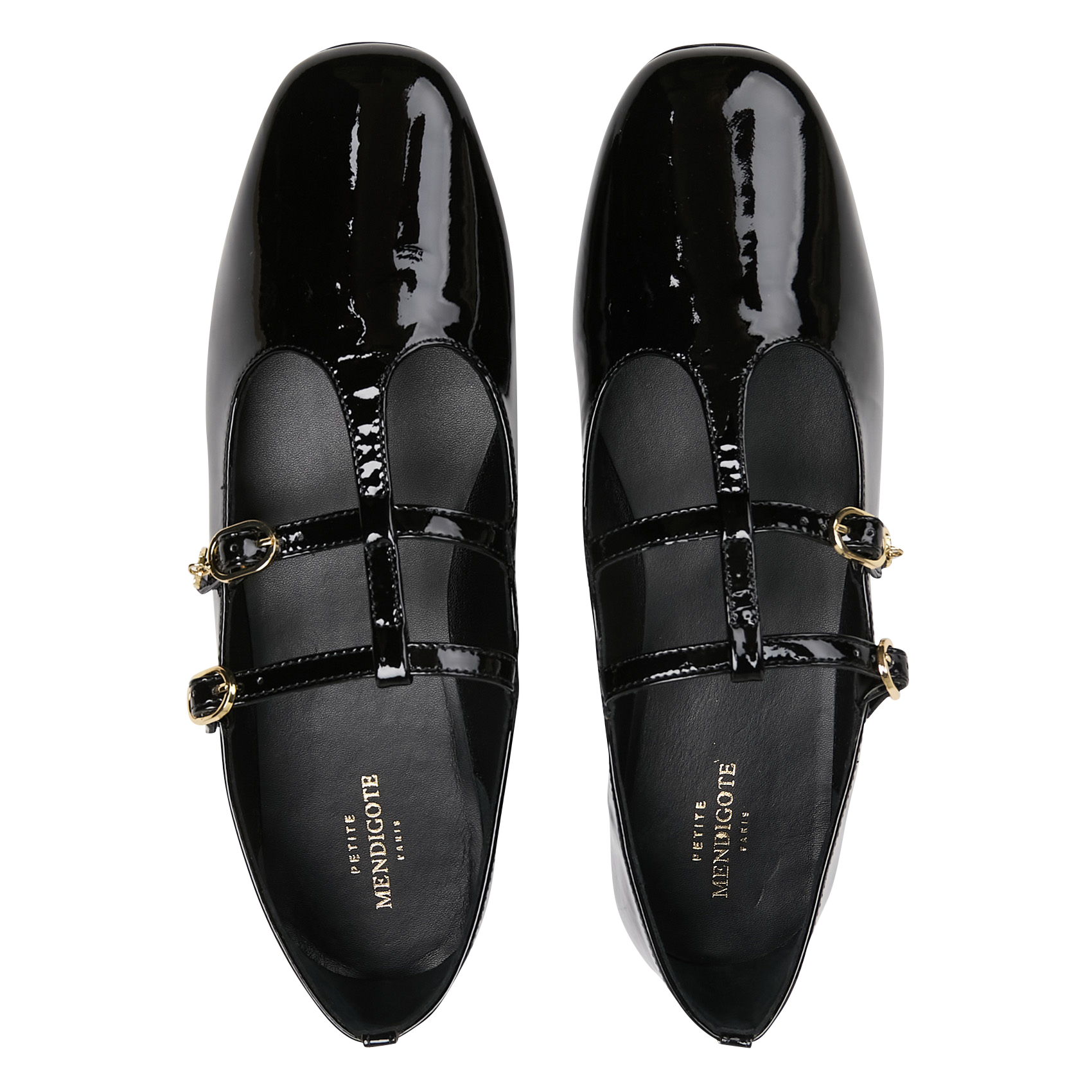 Leather double-strap ballet flats PETITE MENDIGOTE Black
