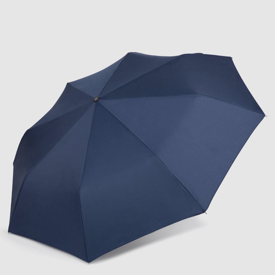 Folding windproof umbrella made from recycled fabric PIQUADRO Blue