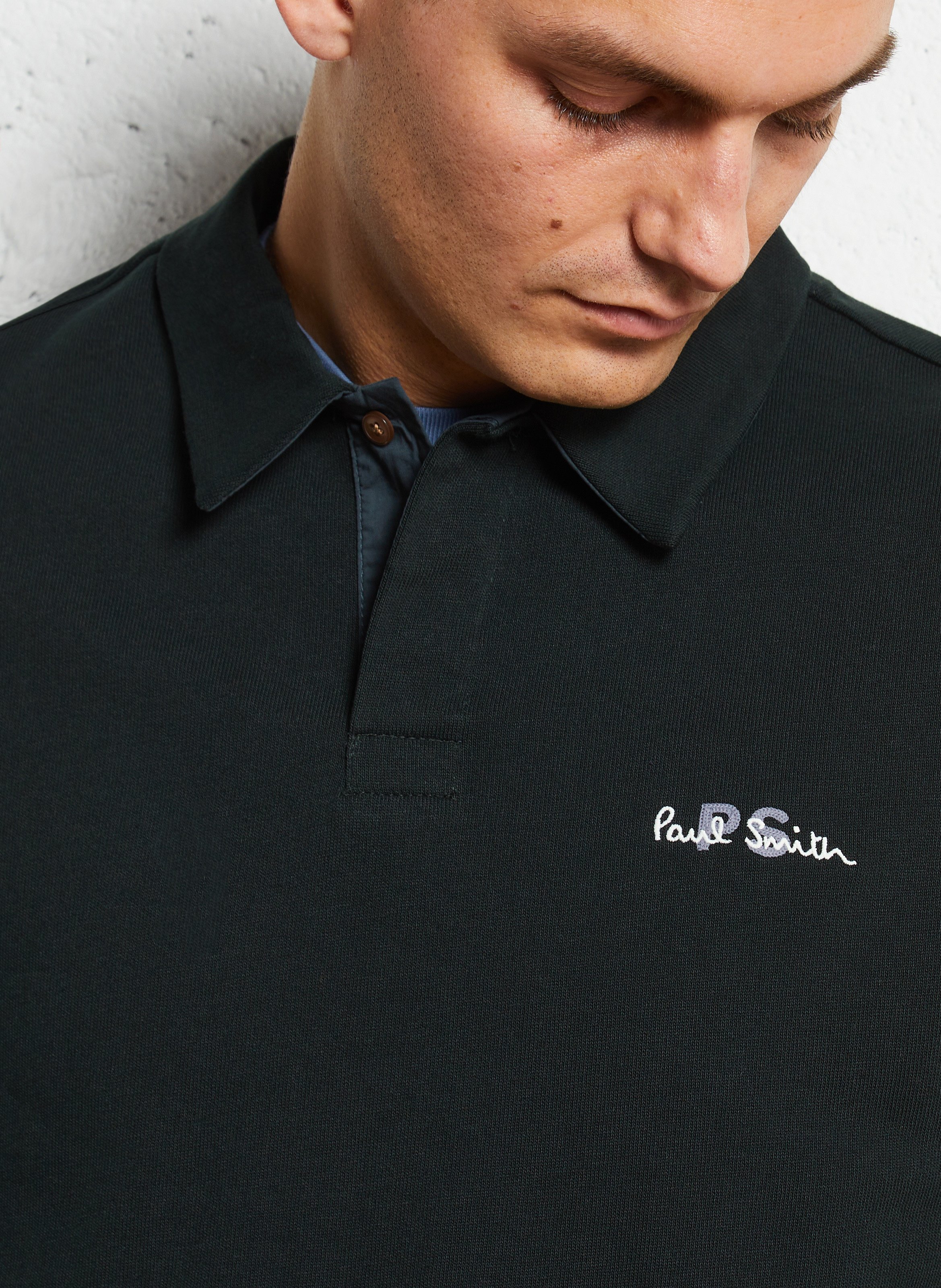 Regular long-sleeved polo with chest embroidery PAUL SMITH Green