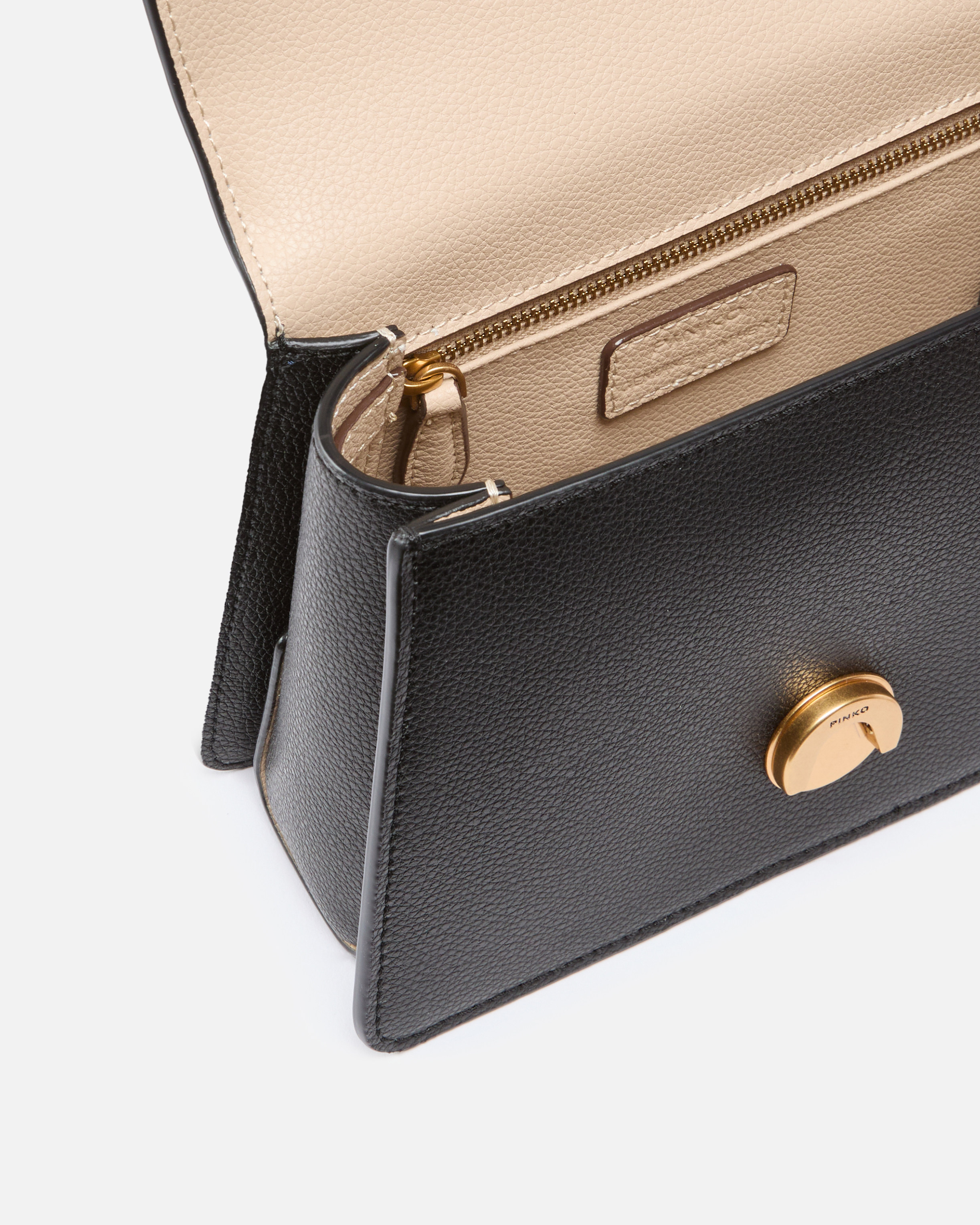 Small light mini love bag with top handle in full-grain leather PINKO Black