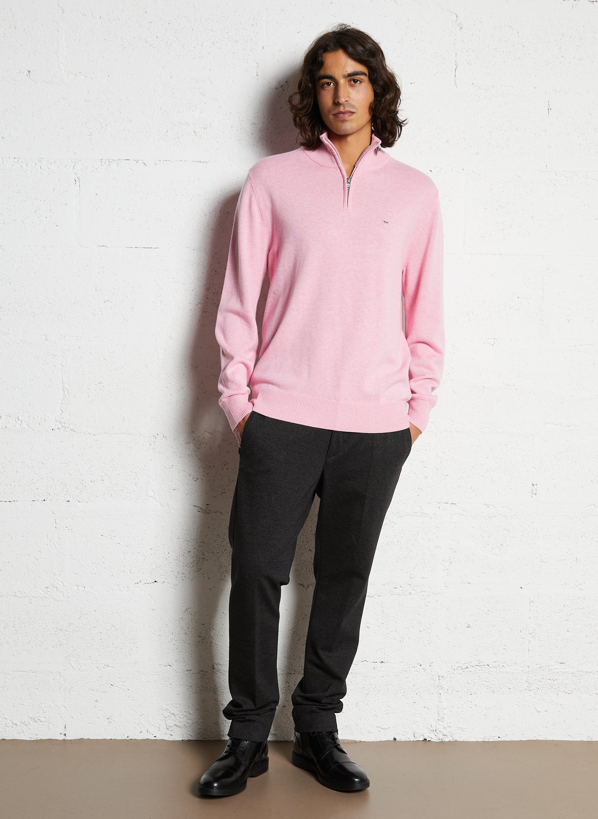 Pull col camionneur en laine mélangée EDEN PARK Rose