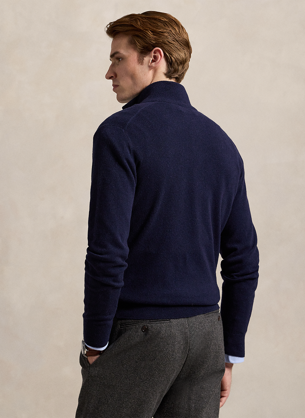 Regular-fit, merinowollen trui met opstaande kraag en borduursel POLO RALPH LAUREN Blauw