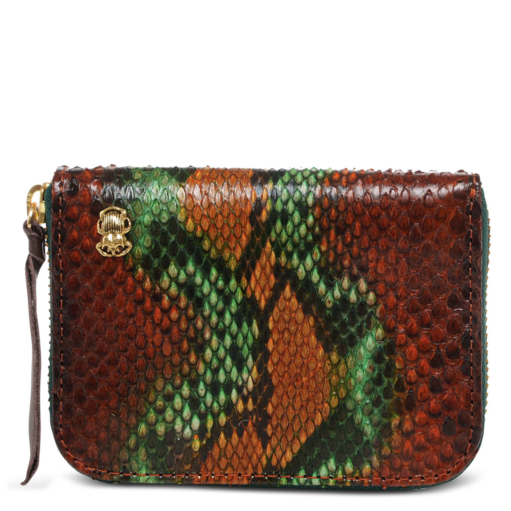 Porte-monnaie en cuir de python mélangé CLARIS VIROT Marron