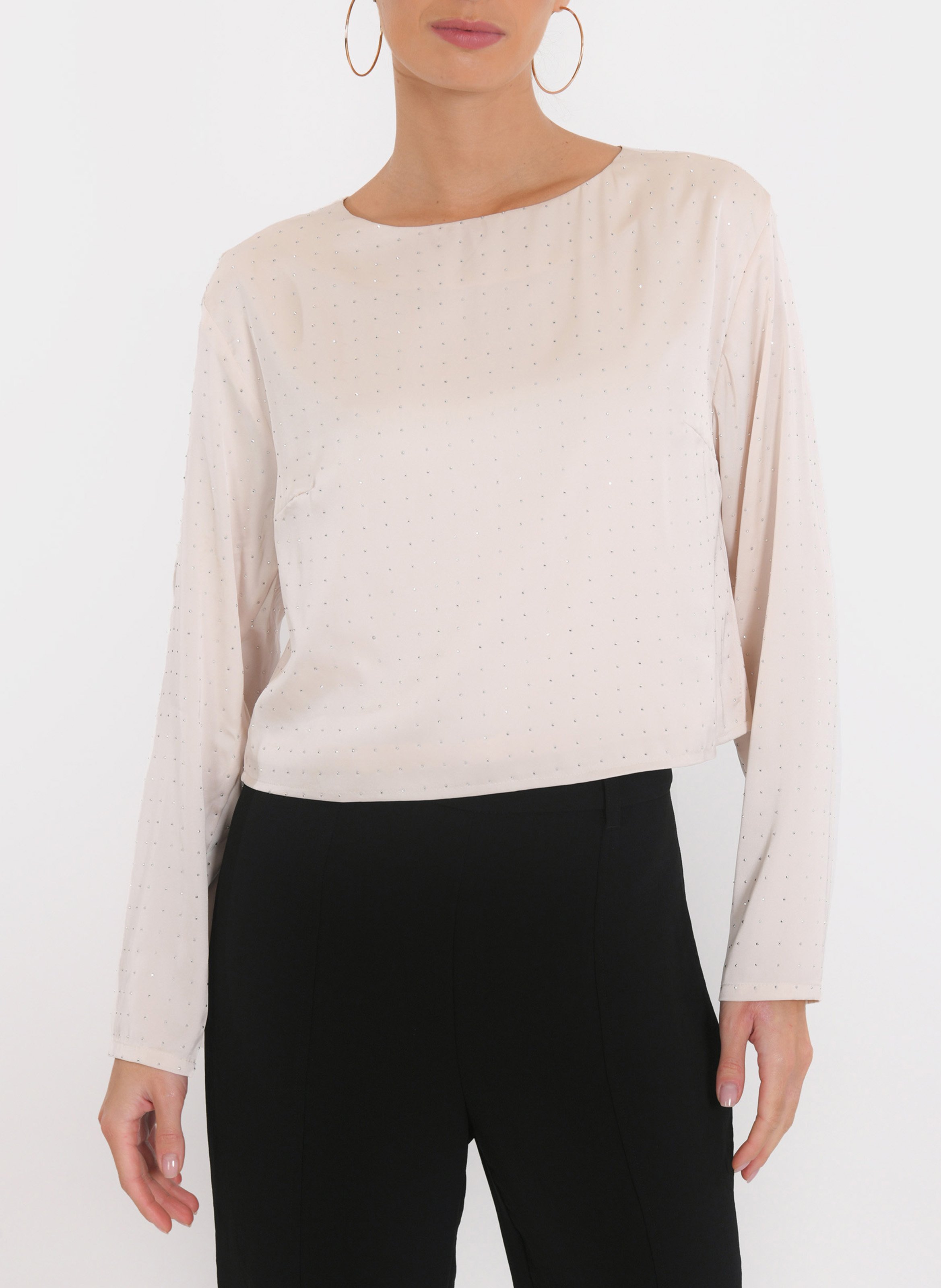 Top met boothals en strass KOOKAI Beige