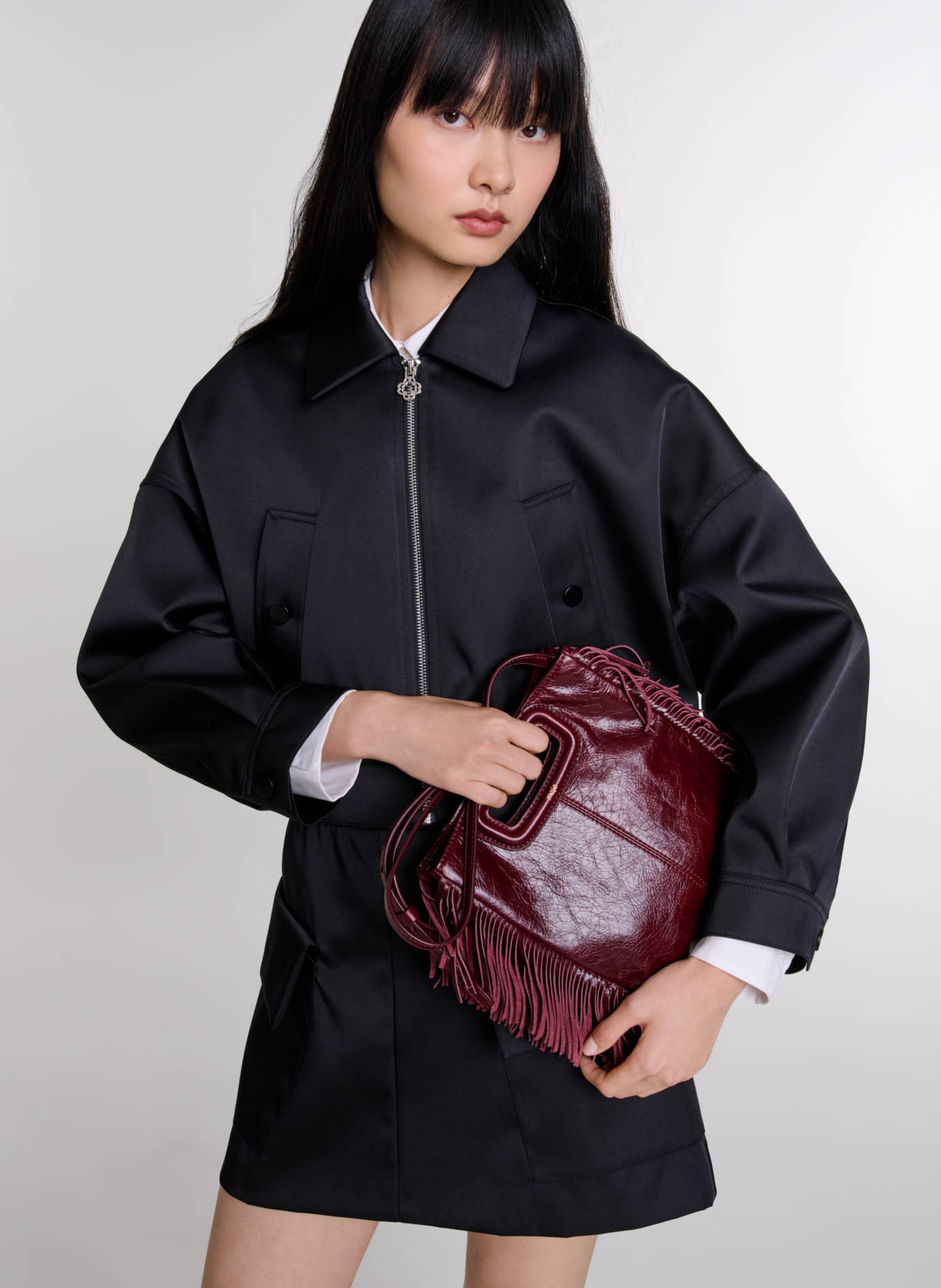 Leren crossbodytas  MAJE Rood