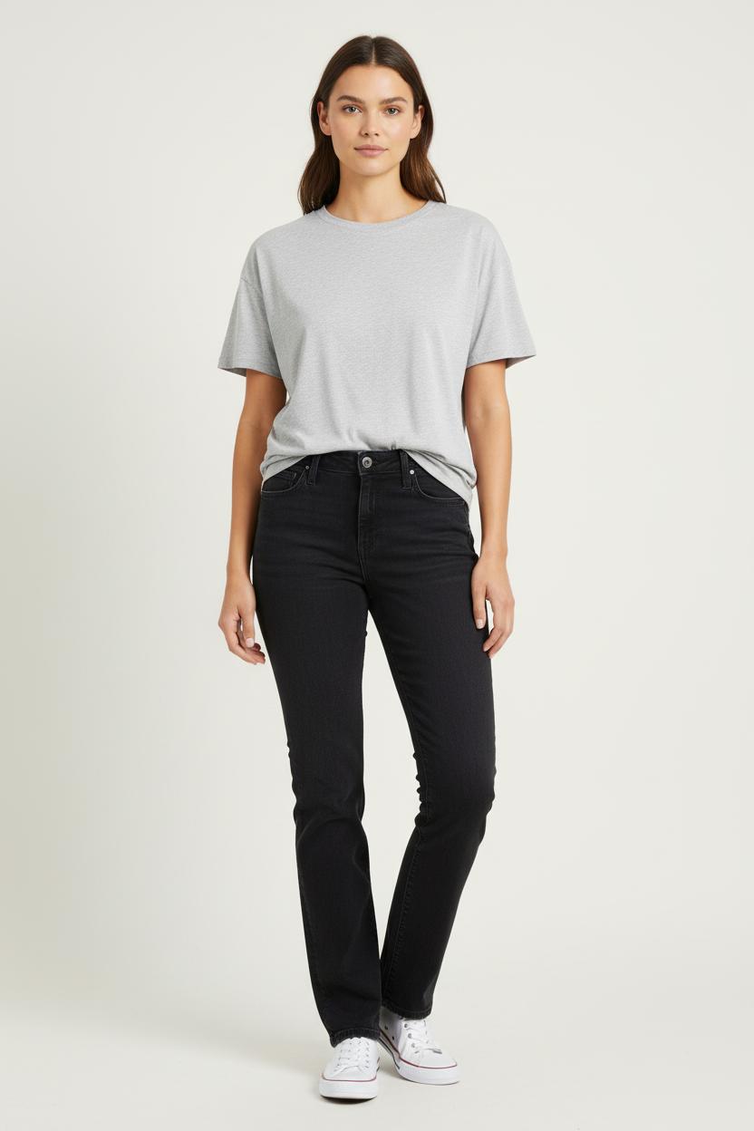 Cropped slim jeans with studs LEE - Seconde Main Black
