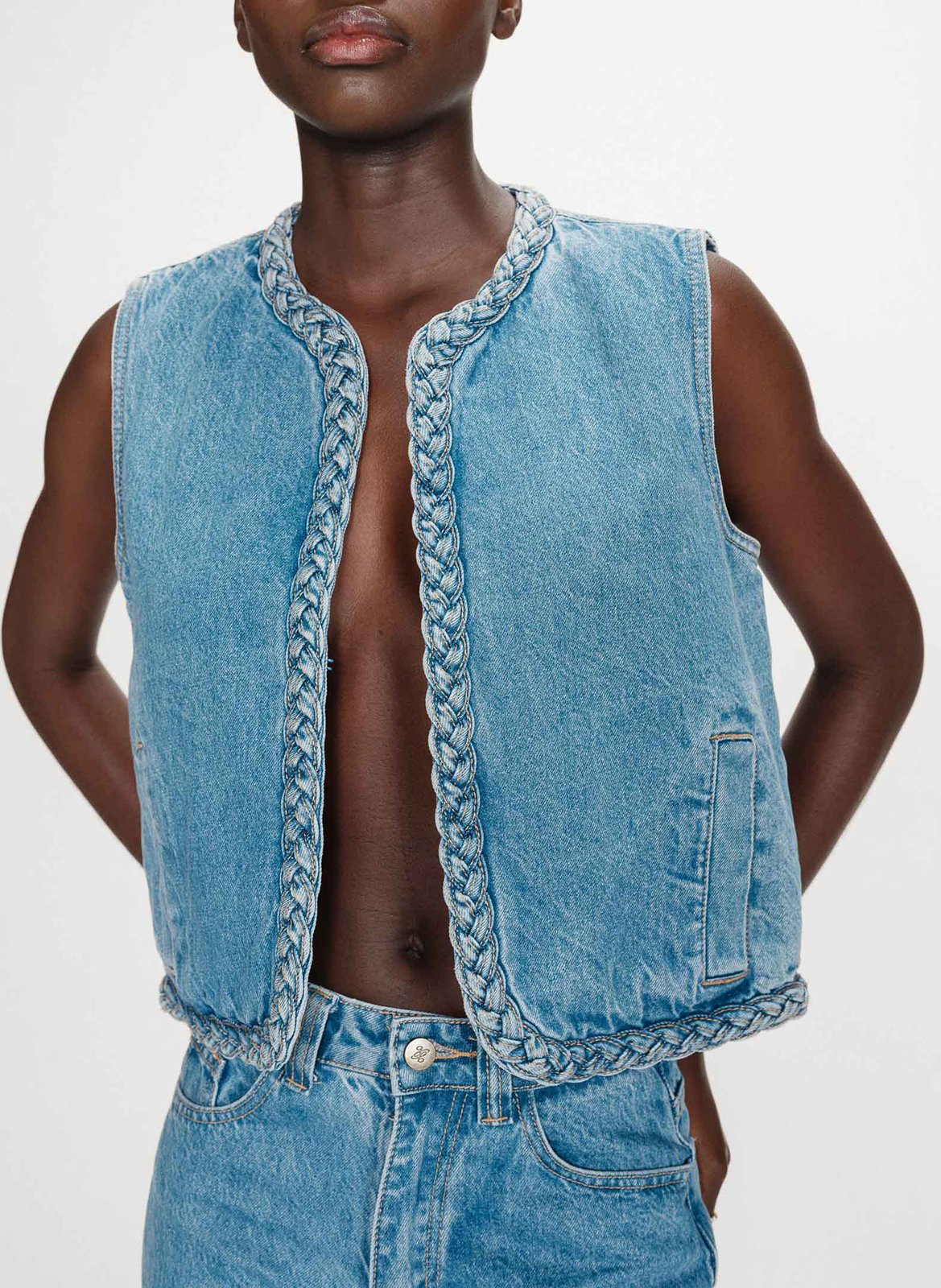 Sleeveless denim jacket GRACE ET MILA Blue