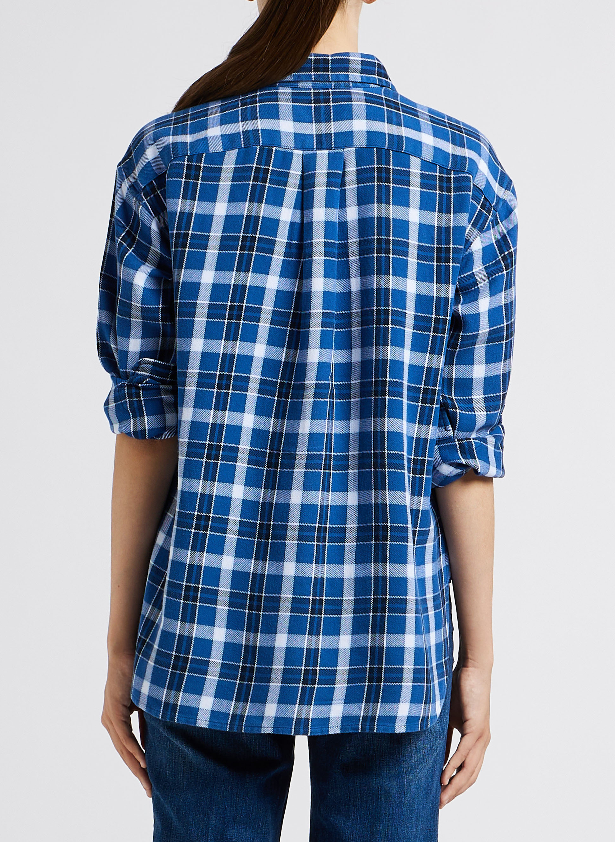 Karierte Baumwollbluse mit klassischem Kragen POLO RALPH LAUREN Blau