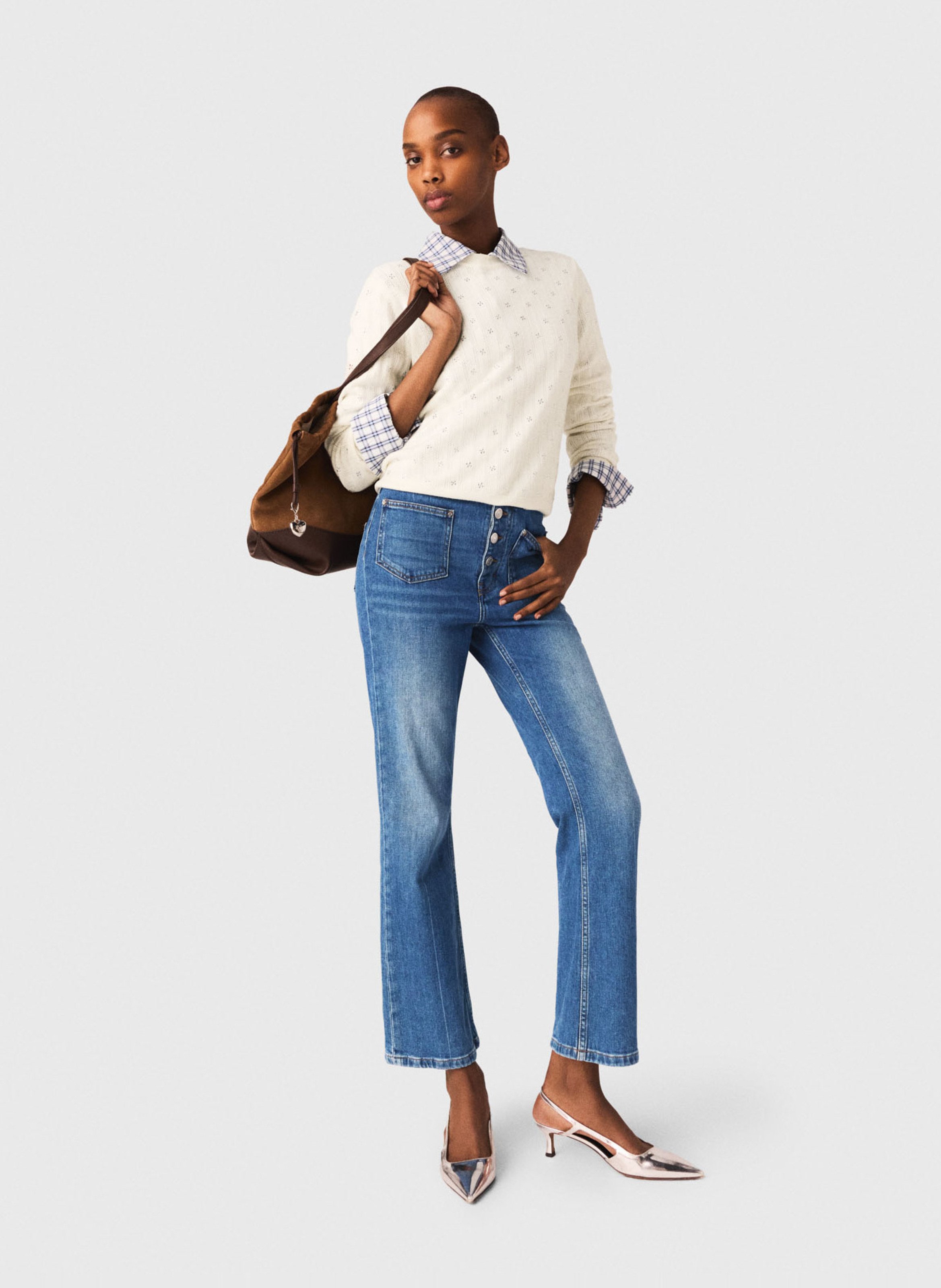 Jean cropped en coton mélangé MAJE Blauw