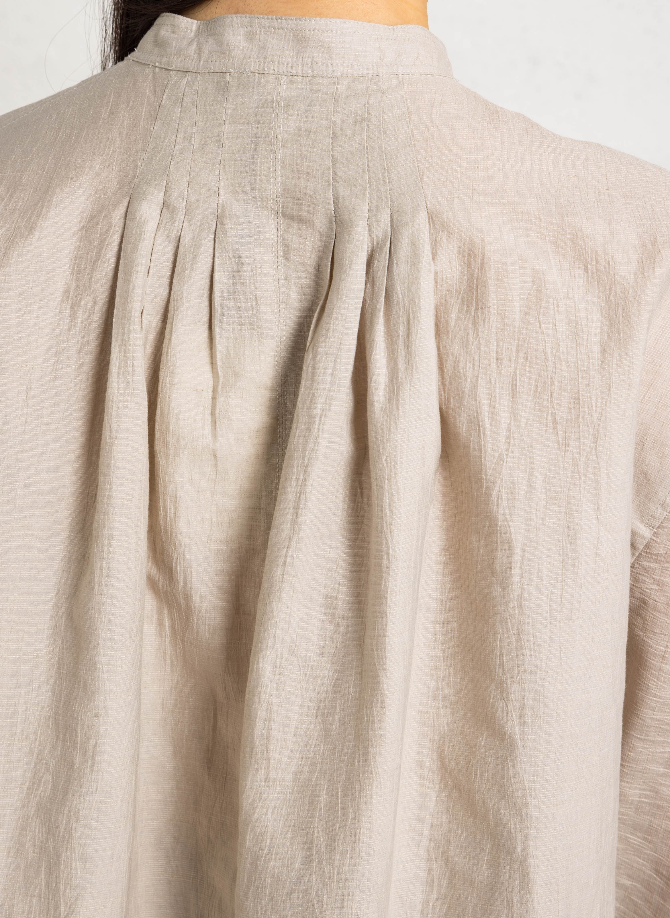 Blouse met ruime pasvorm en knoopsluiting van gemengd linnen SOEUR Beige