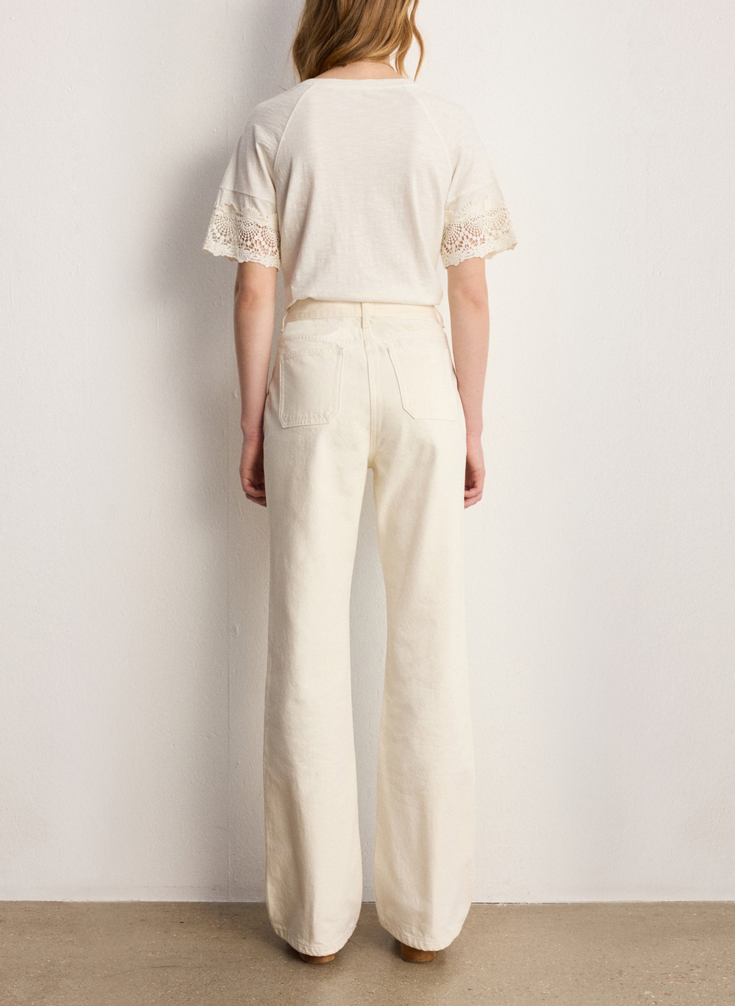 Flared cotton-blend jeans PABLO Beige