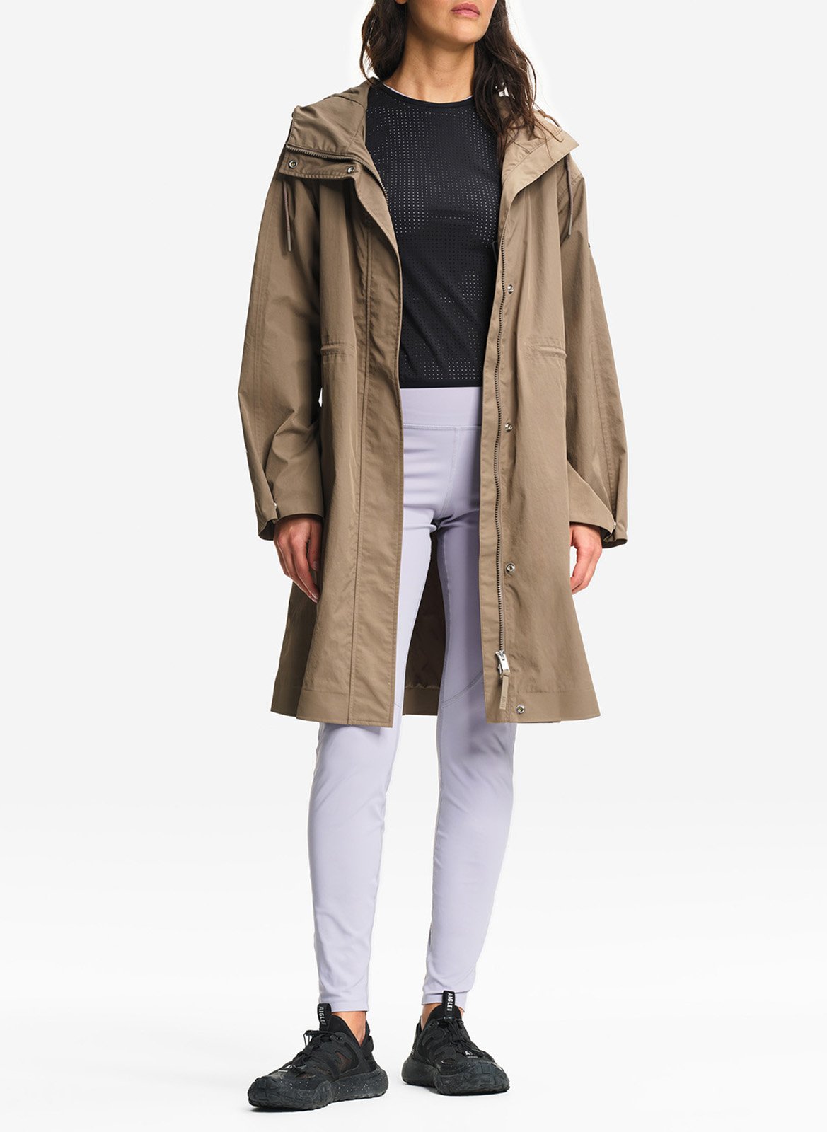 Mid-length hooded oversized parka AIGLE Brown