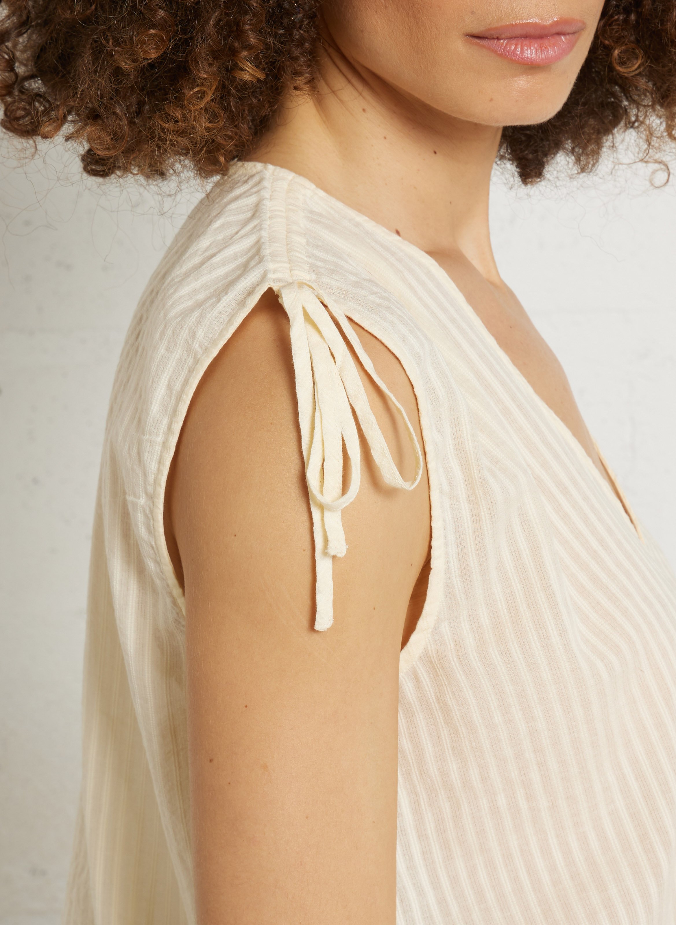 Top col V sans manches en coton DES PETITS HAUTS Jaune