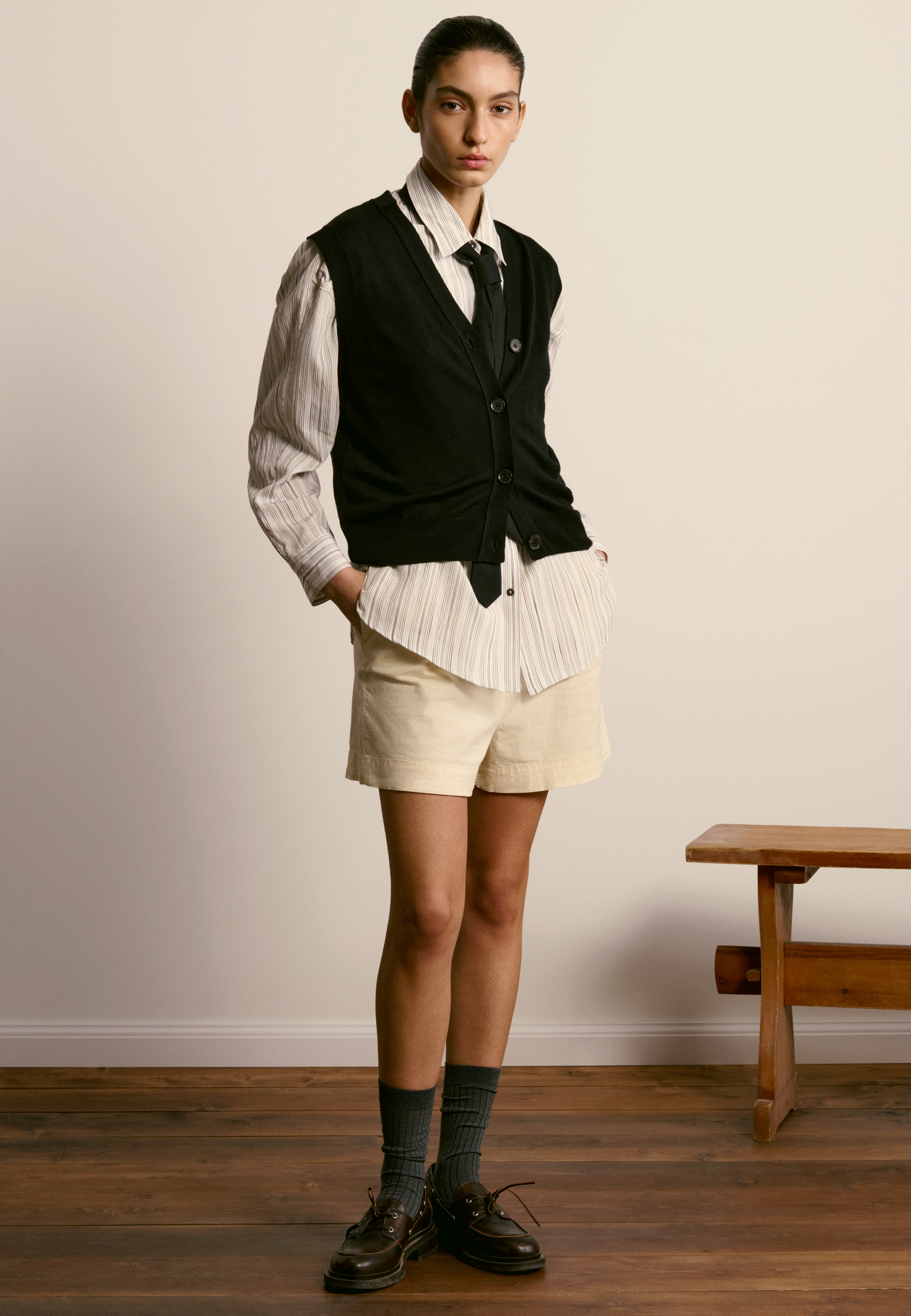 Merino wool sleeveless cardigan MAISON MONTAGUT Black