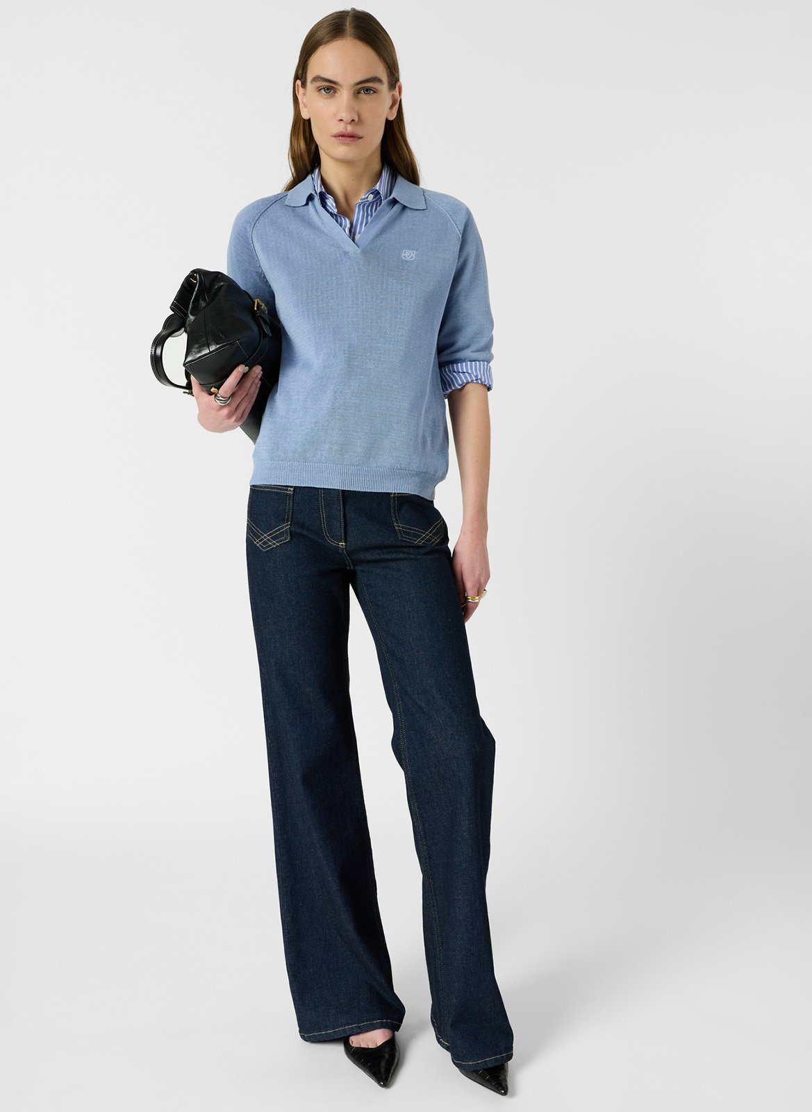 Gebreide polo van gemengd linnen GERARD DAREL Blauw